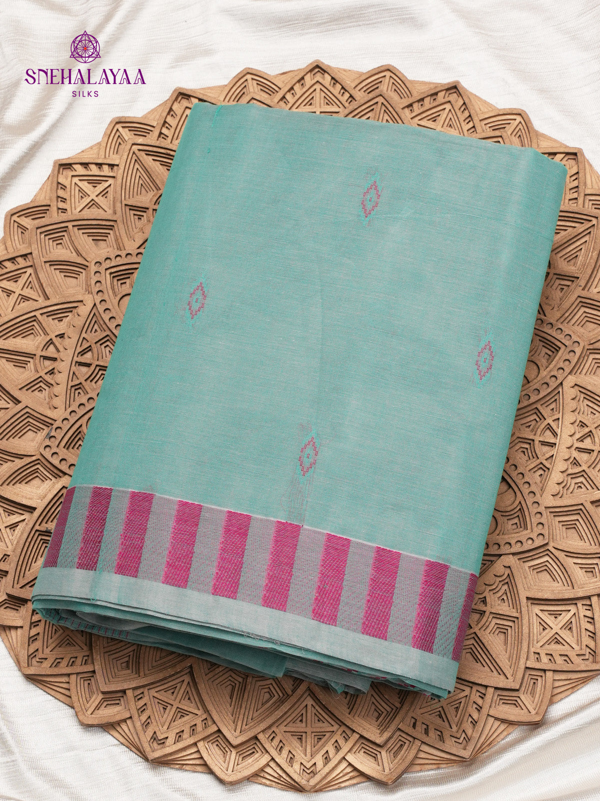 Plastel Blue Handloom Cotton Saree