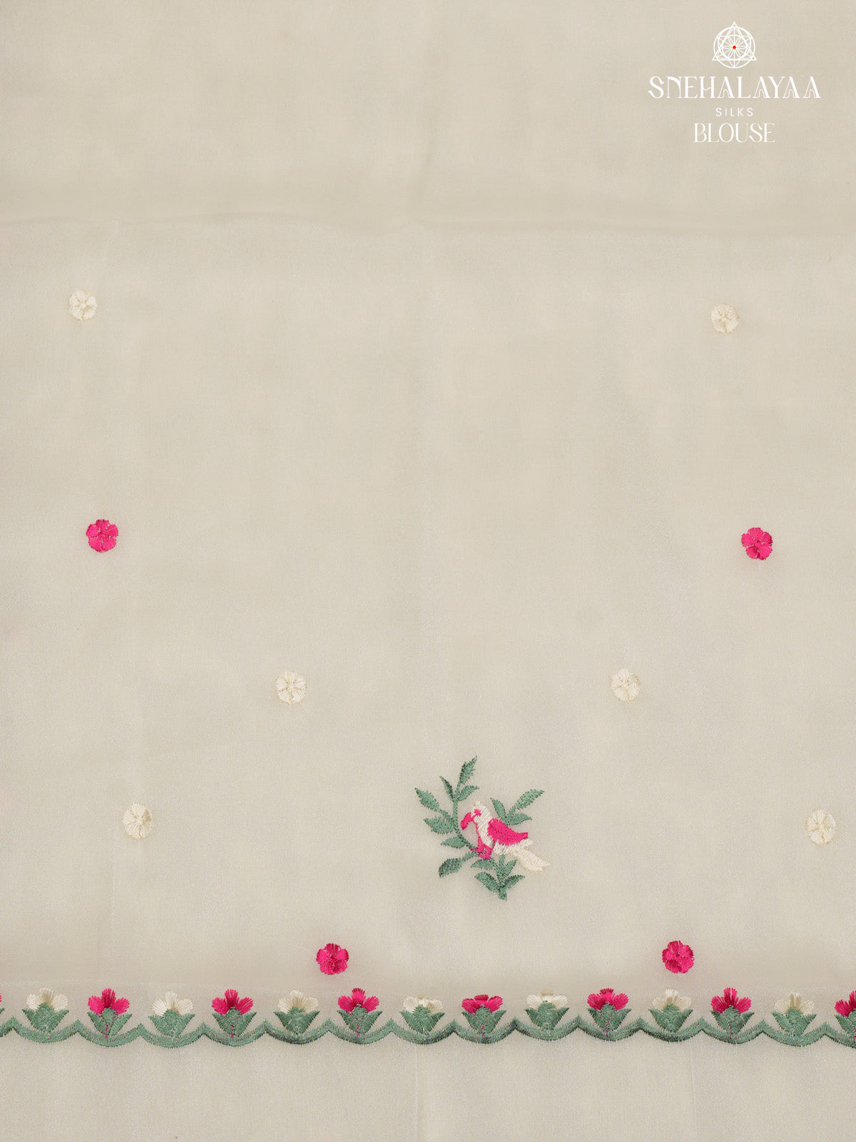 Cream Embroidery Designer Saree