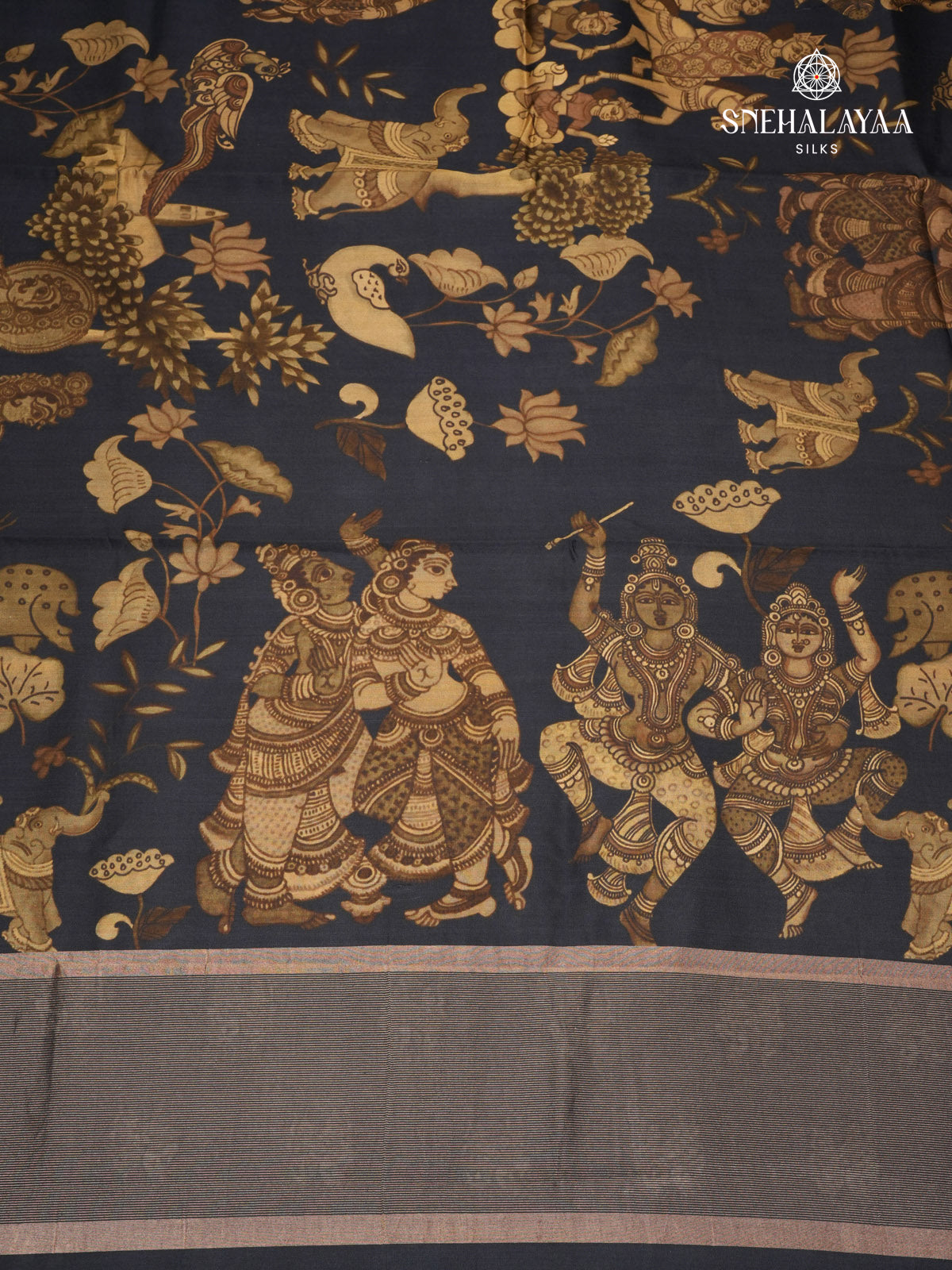 Black Chiniya Silk Saree