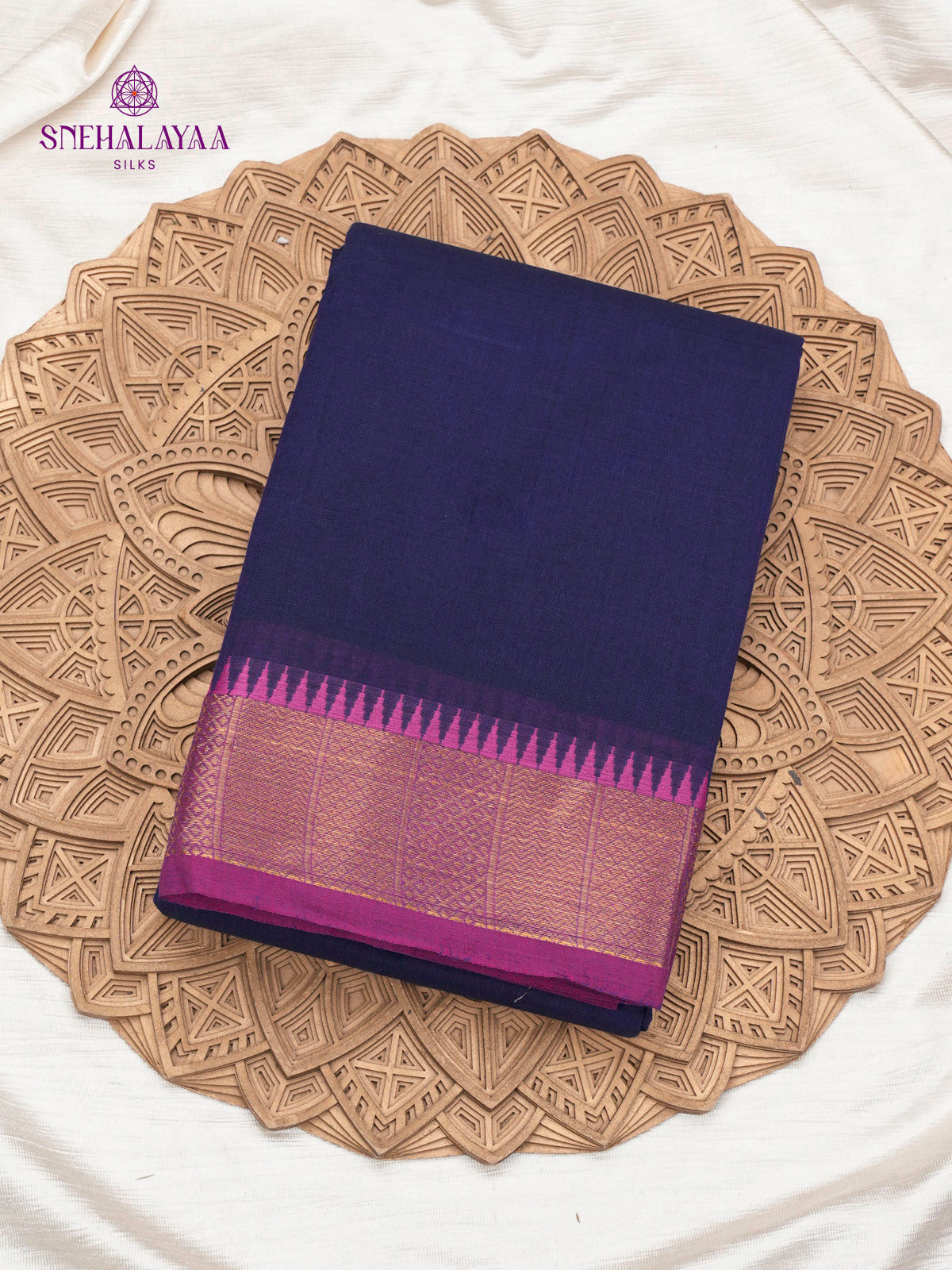 Navy Blue Chettinad Cotton Saree