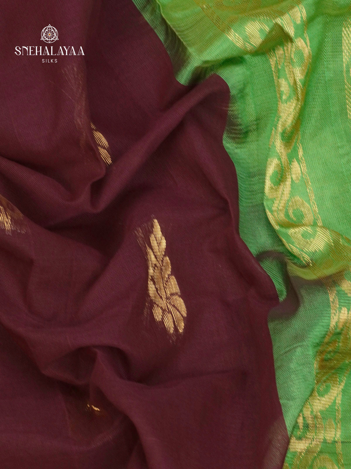 Burgundy Gadwal Cotton Saree Without Blouse
