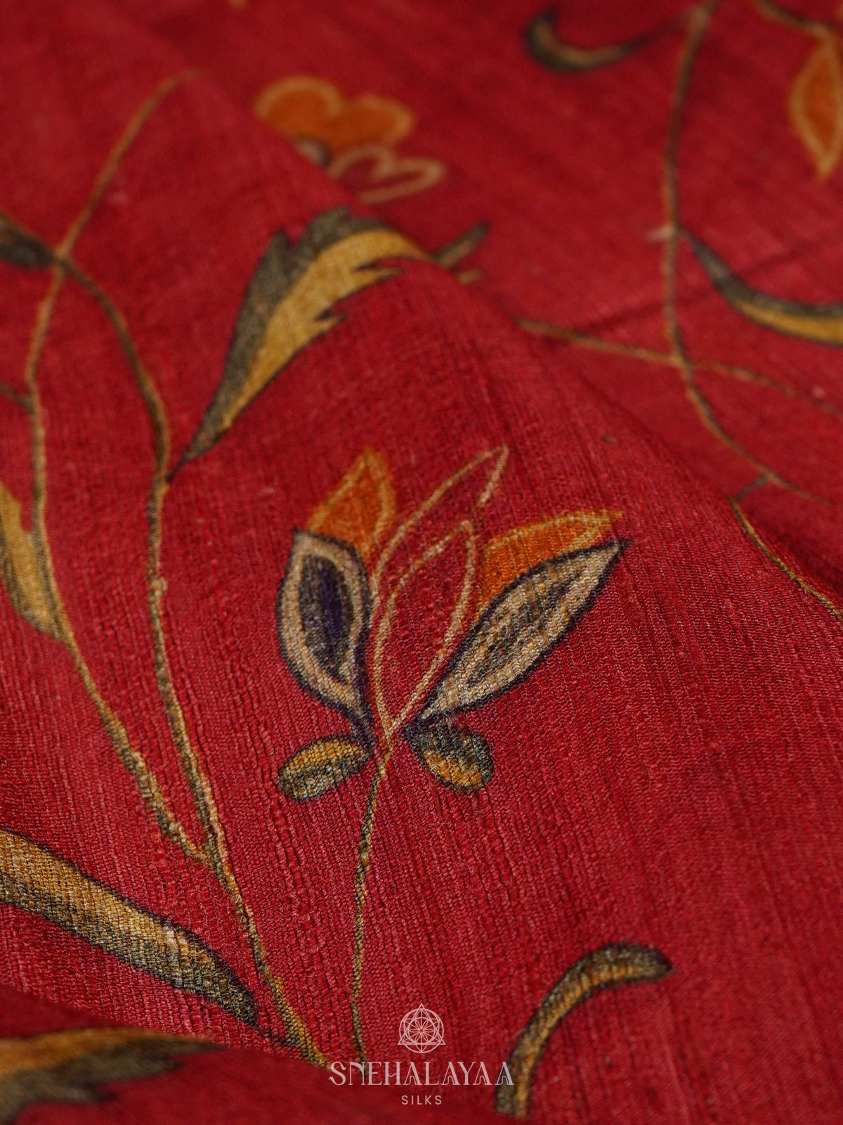 Maroon Munga Tussar Saree