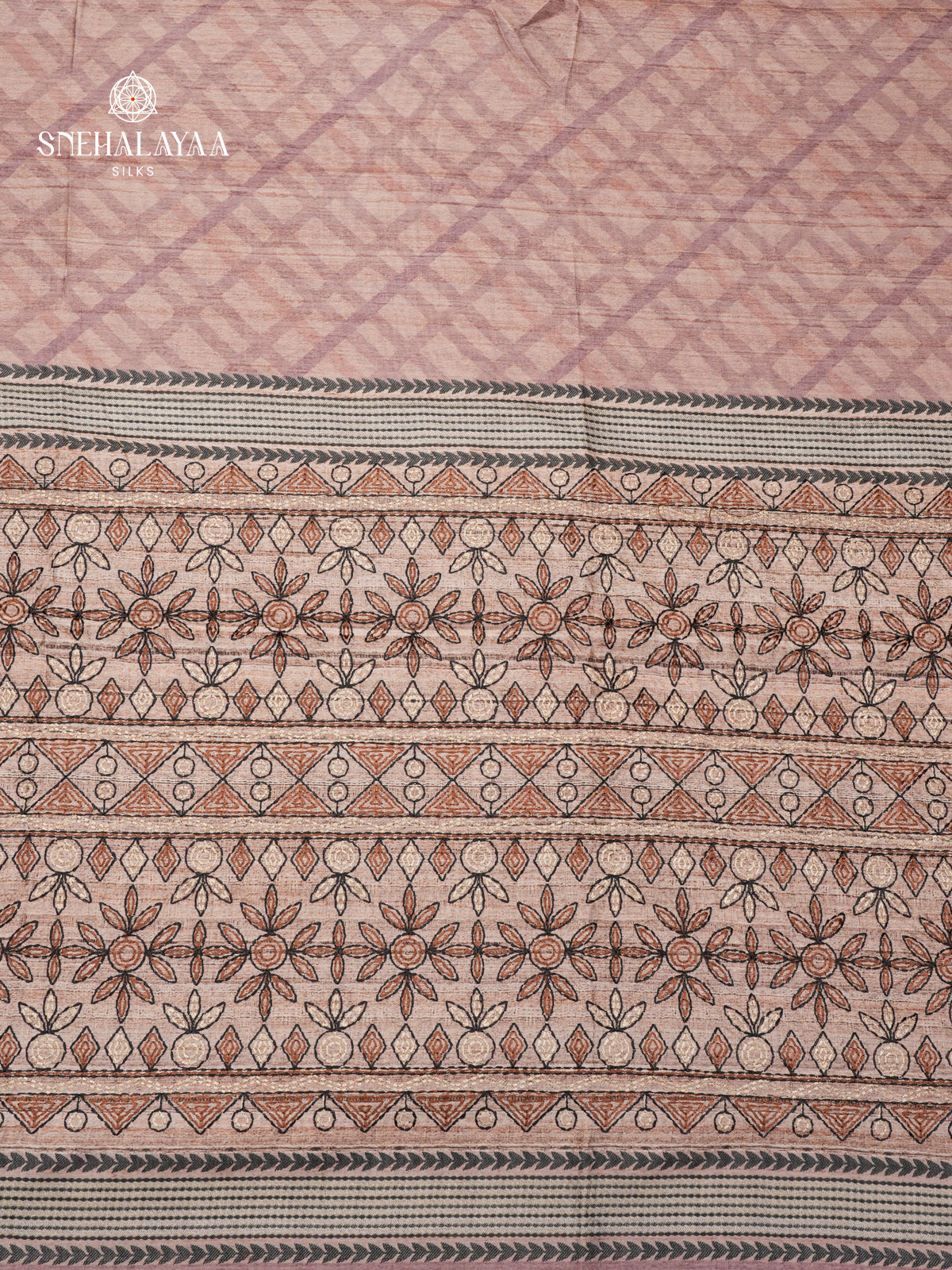 Beige Tussar Embroidery Saree