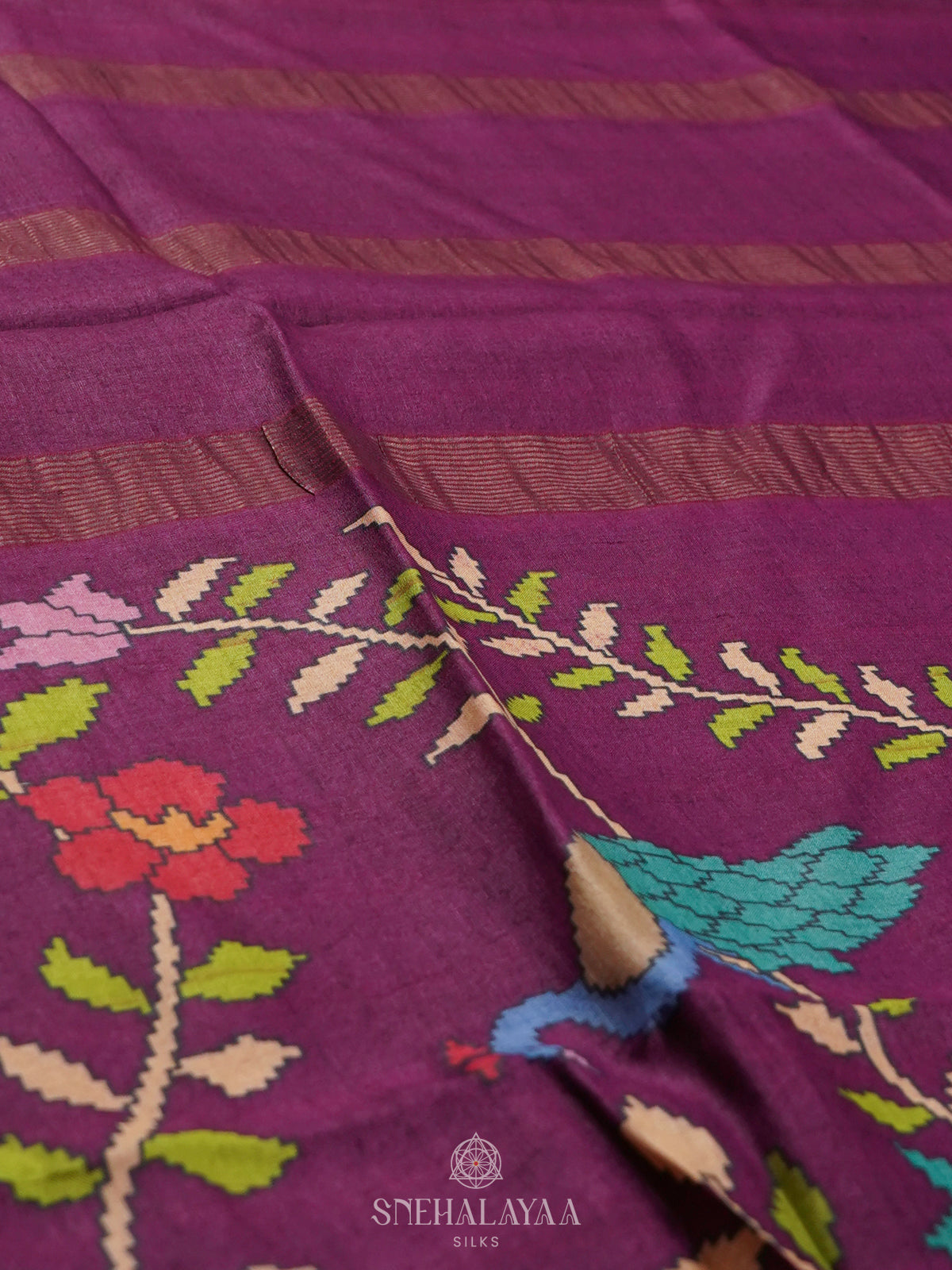 Purple Tussar Saree