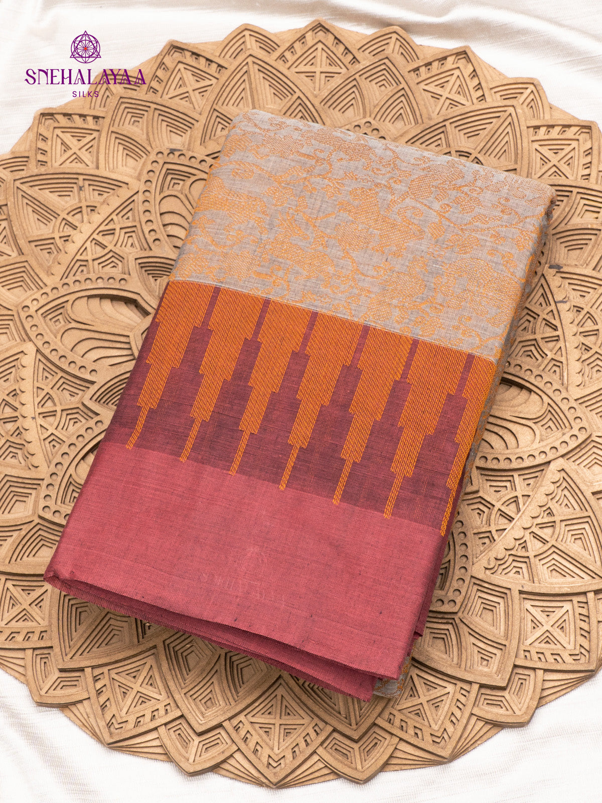 Grey Pure Kanchi Cotton Saree