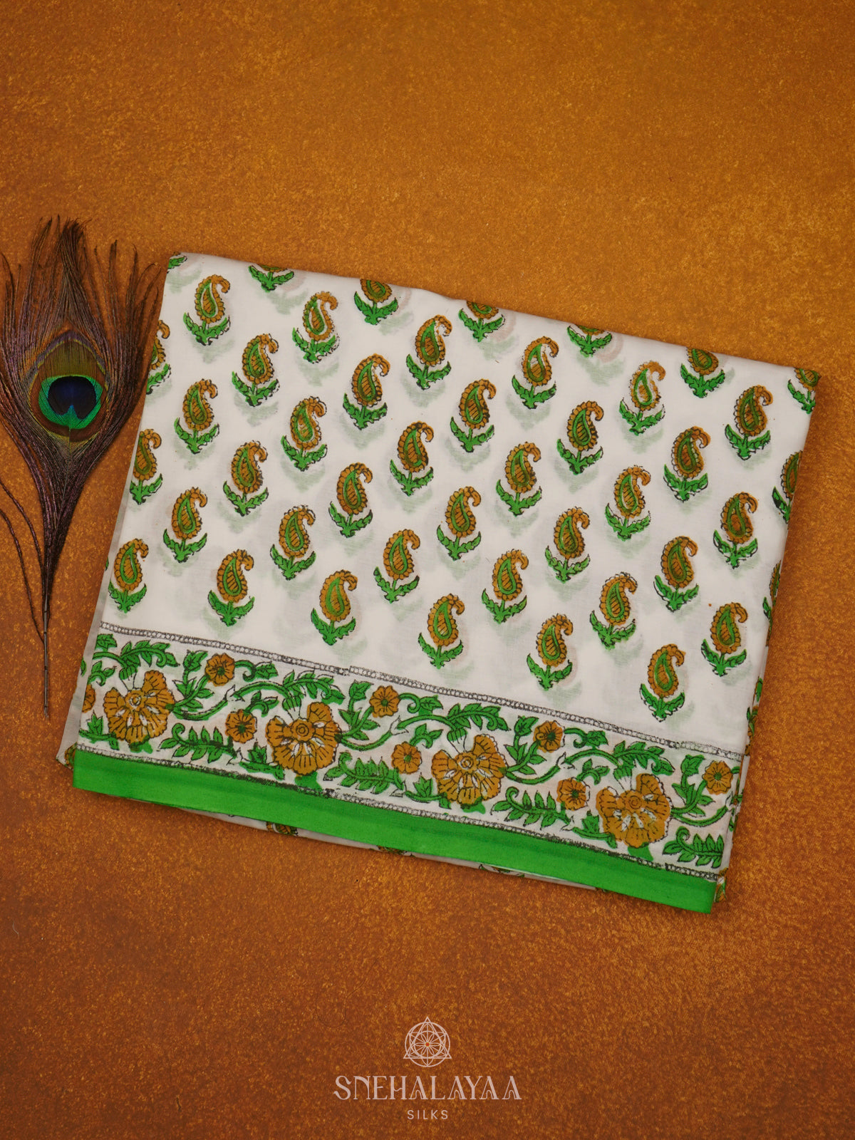 White Jaipur Cotton Saree