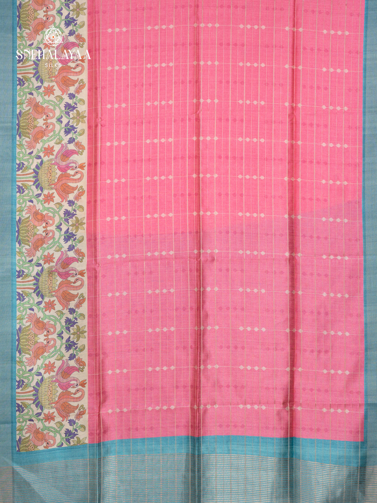 Pink Munga Tussar Saree