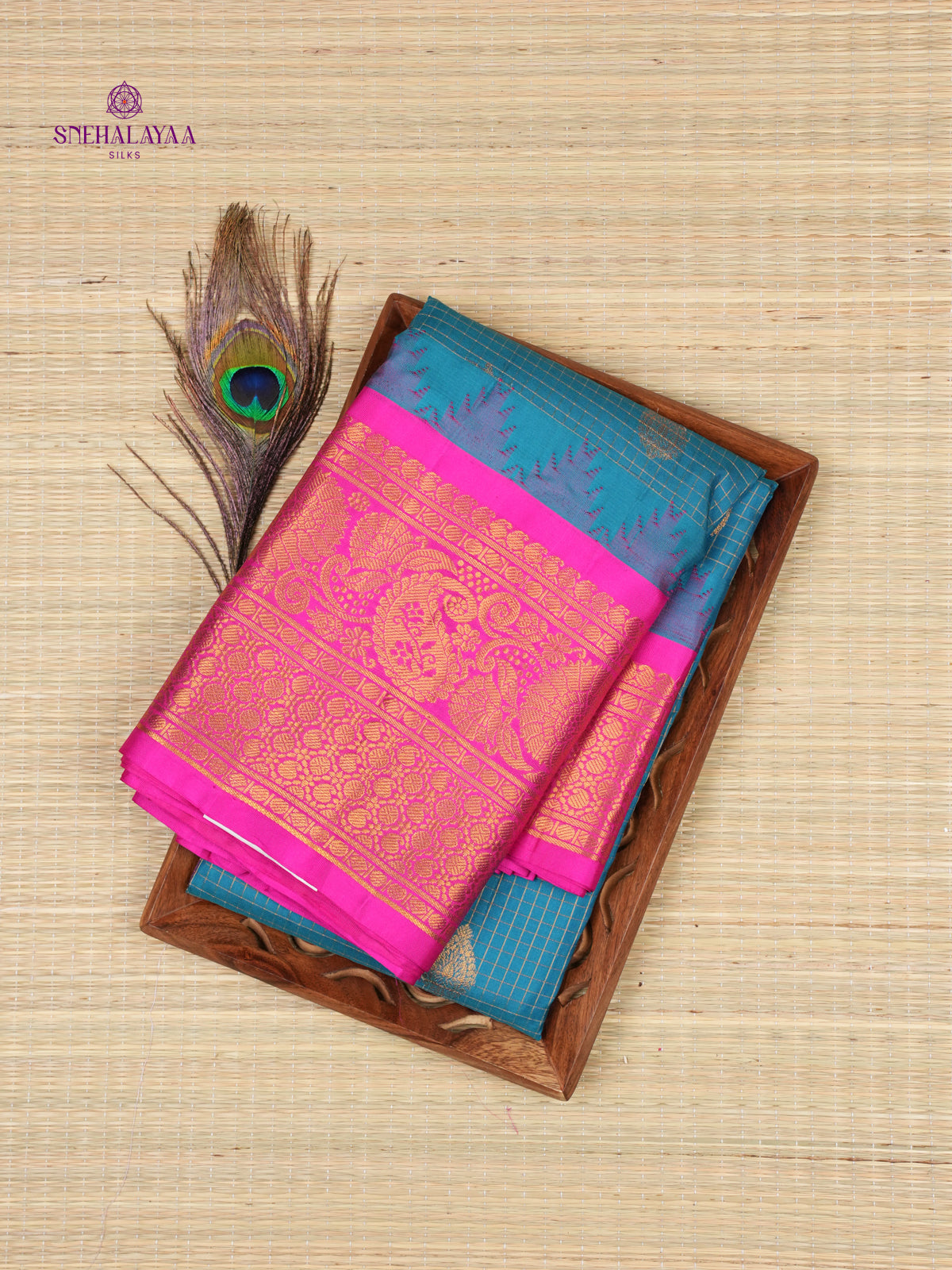 Blue Gadwal Silk Saree