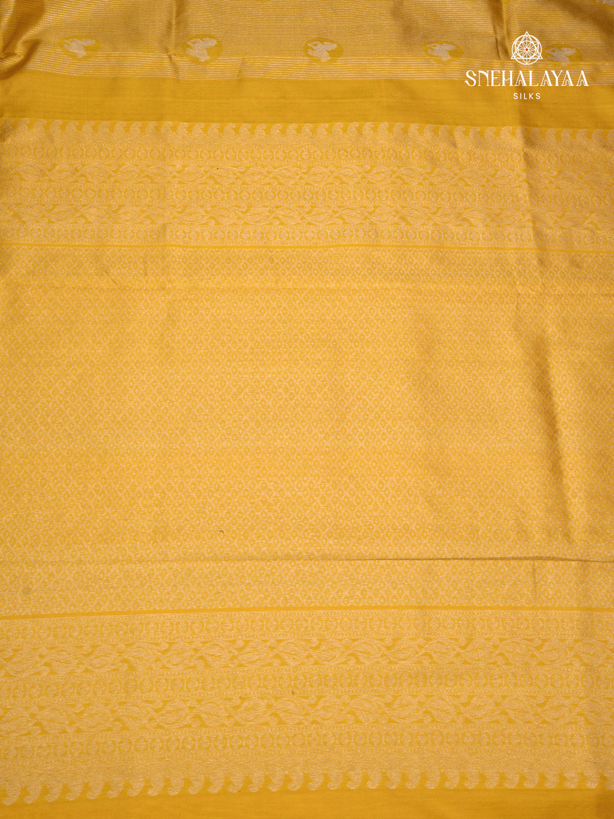 Mango Yellow Venkatagiri Silk Saree