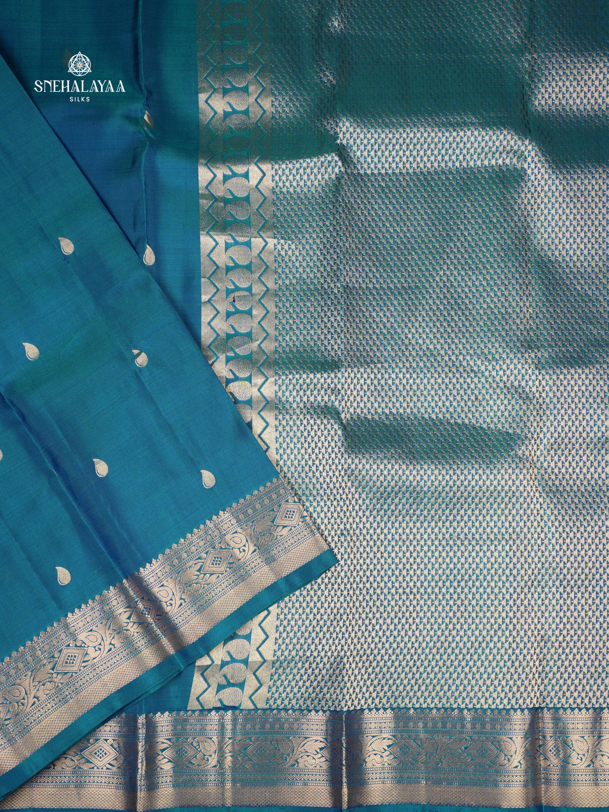 Peacock Blue Kanjivaram Silk Saree