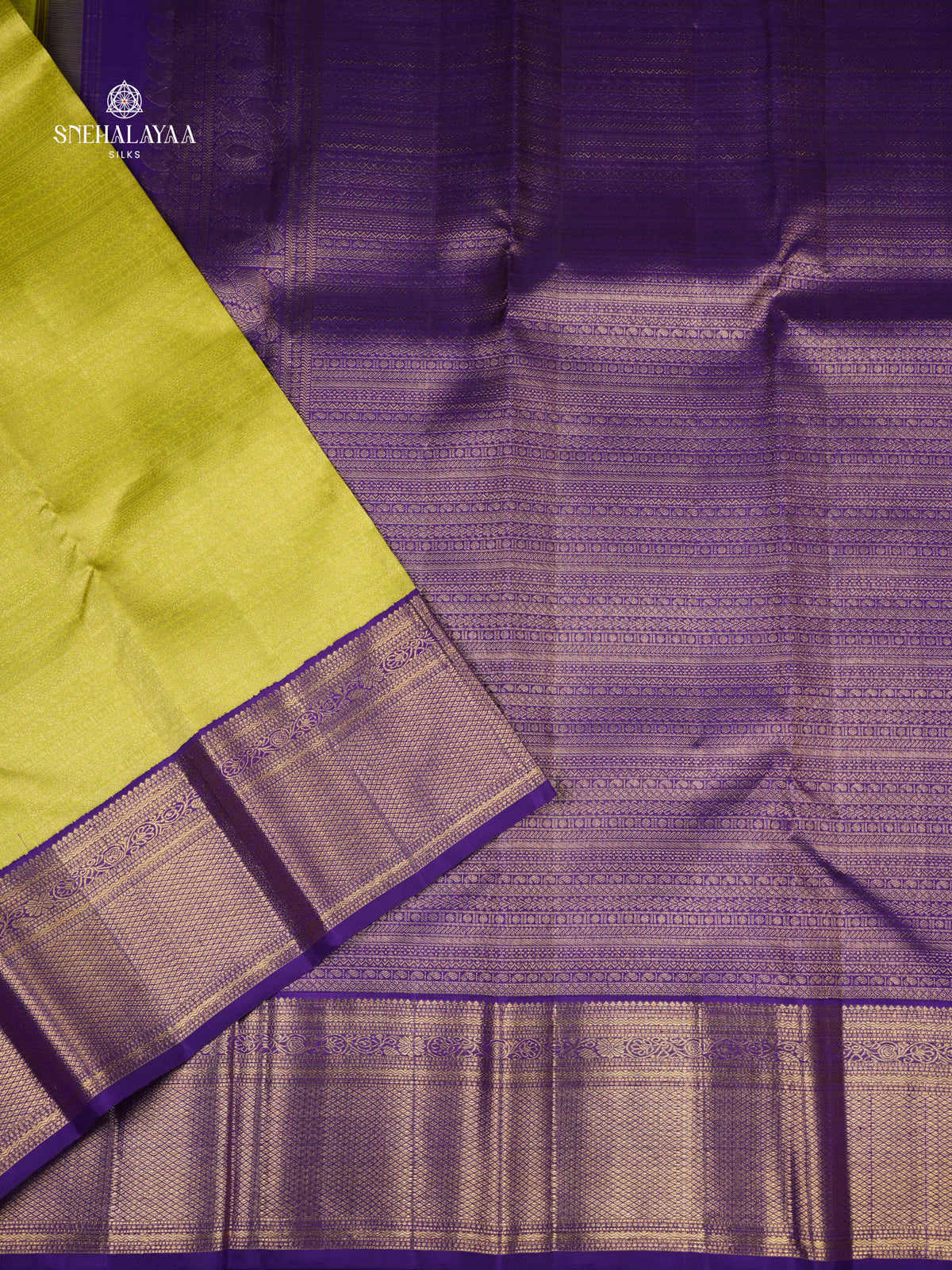 Lime Green Kanjivaram Silk Saree