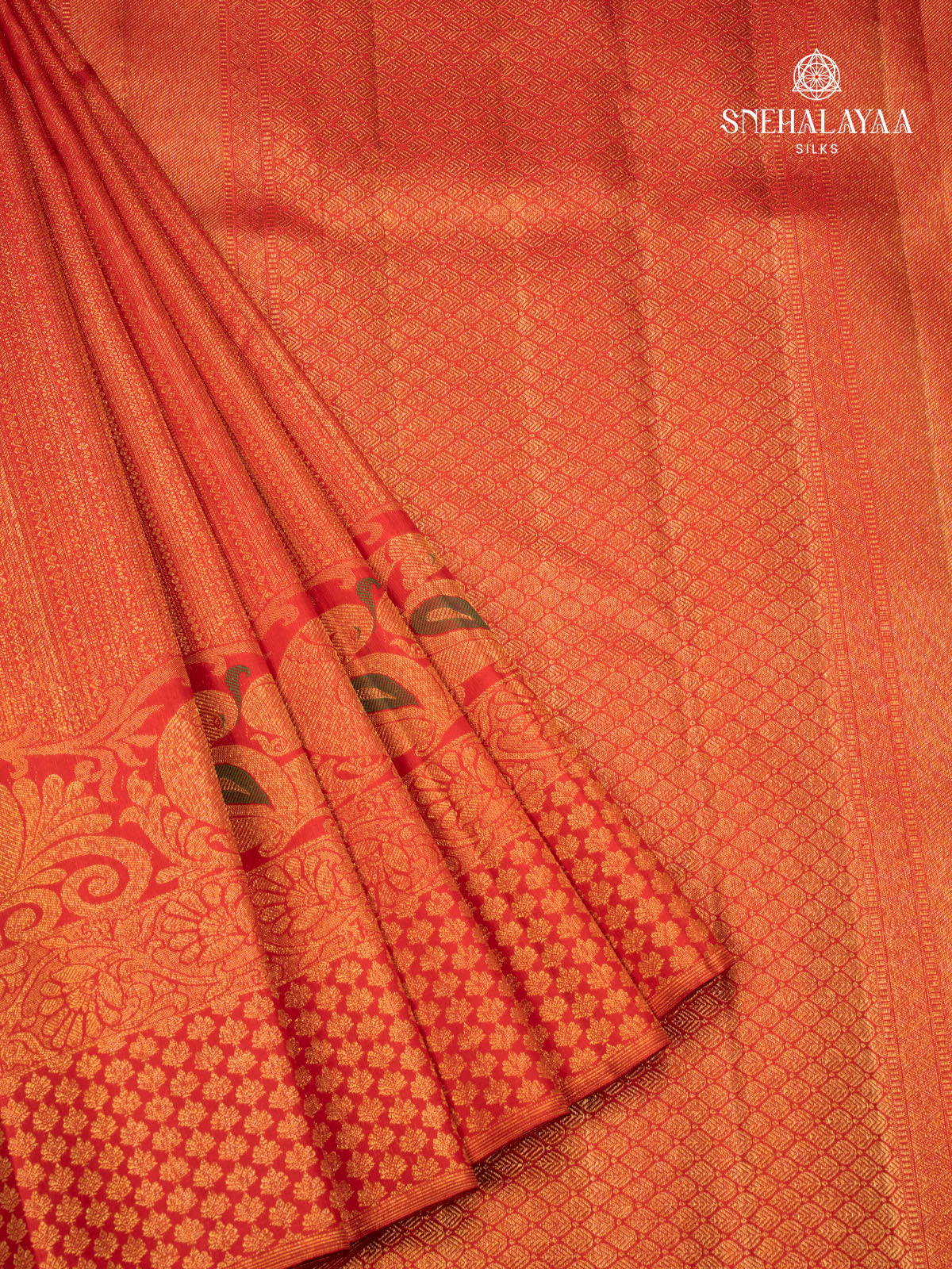 Rust Orange Kanjivaram Silk Saree