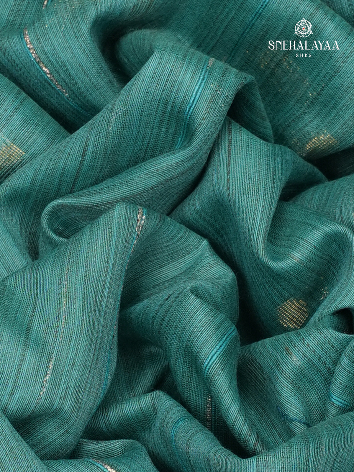 Teal Blue bamboo Silk Saree