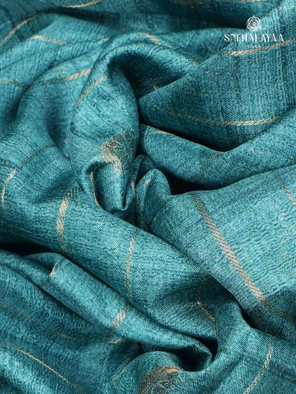 Sea Blue Kalamkari Tussar Saree