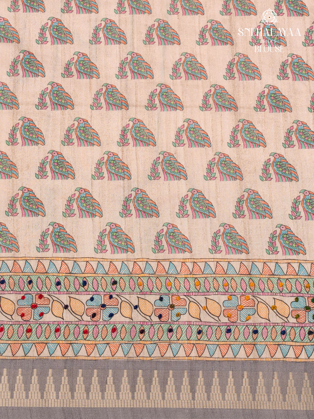 Pastel Pink Tussar Saree