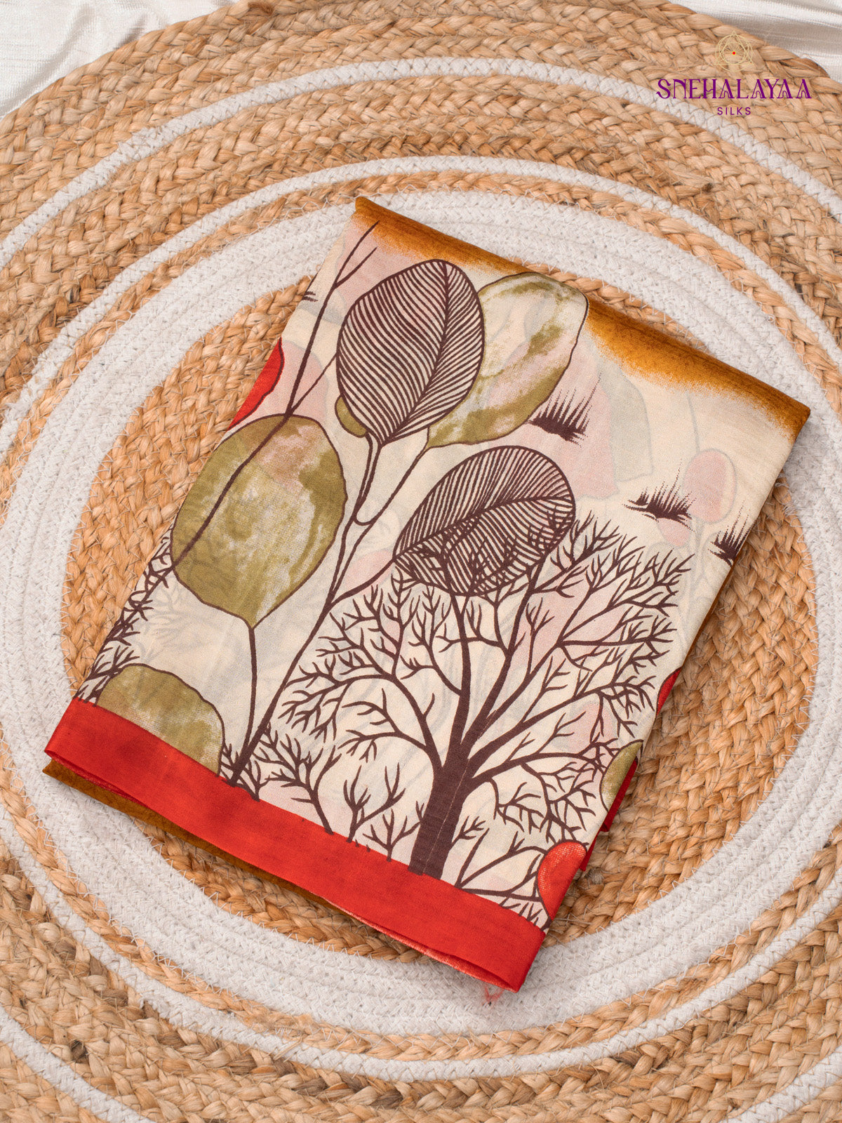 Rust Orange Tussar Silk