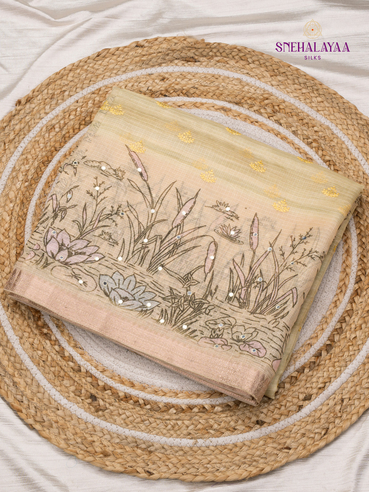 Sandal Kota Embroidery Saree