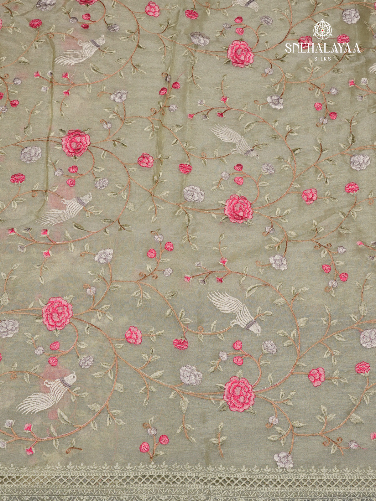 Beige Gold Embroidery Designer Saree