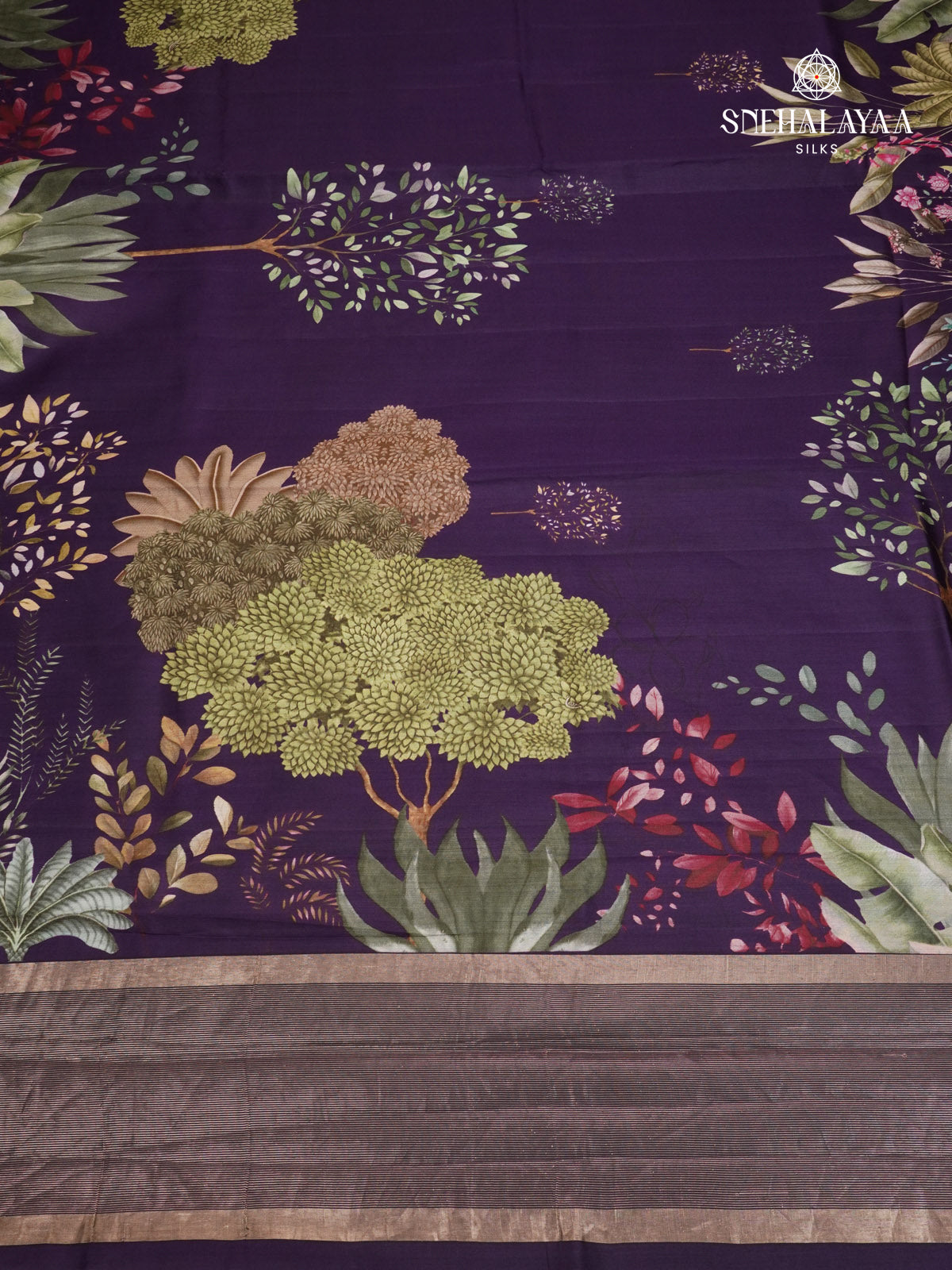 Rich Purple Chiniya Silk Saree