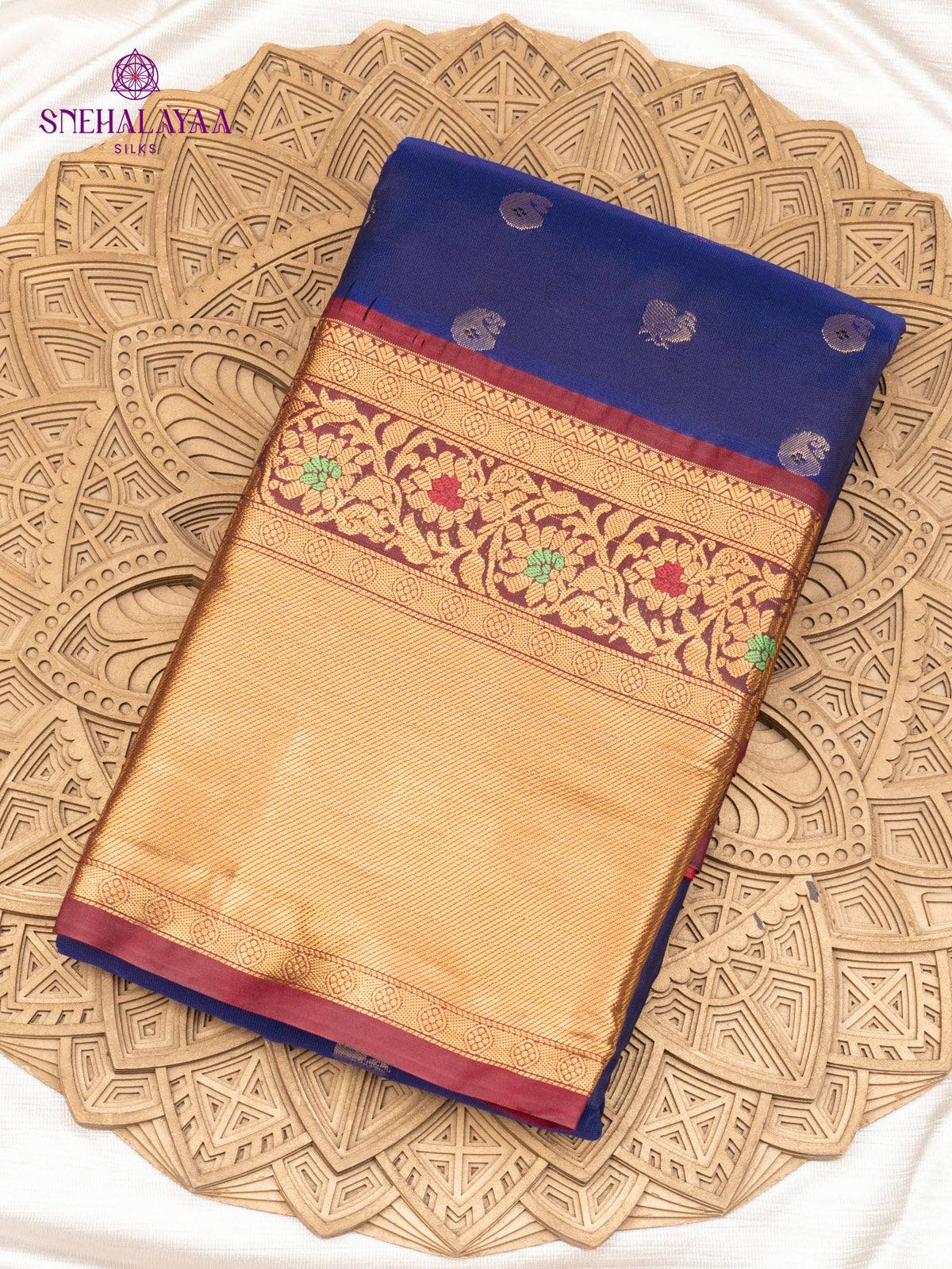 Navy Blue Gadwal Silk Saree