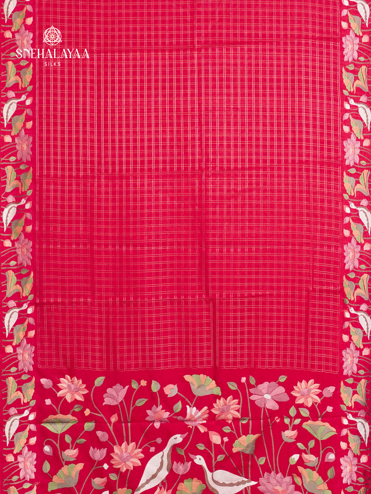 Rani Pink Munga Tussar Embroidery Saree