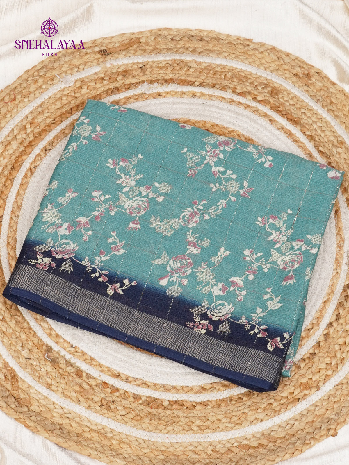 Teal Blue Dola Silk Saree