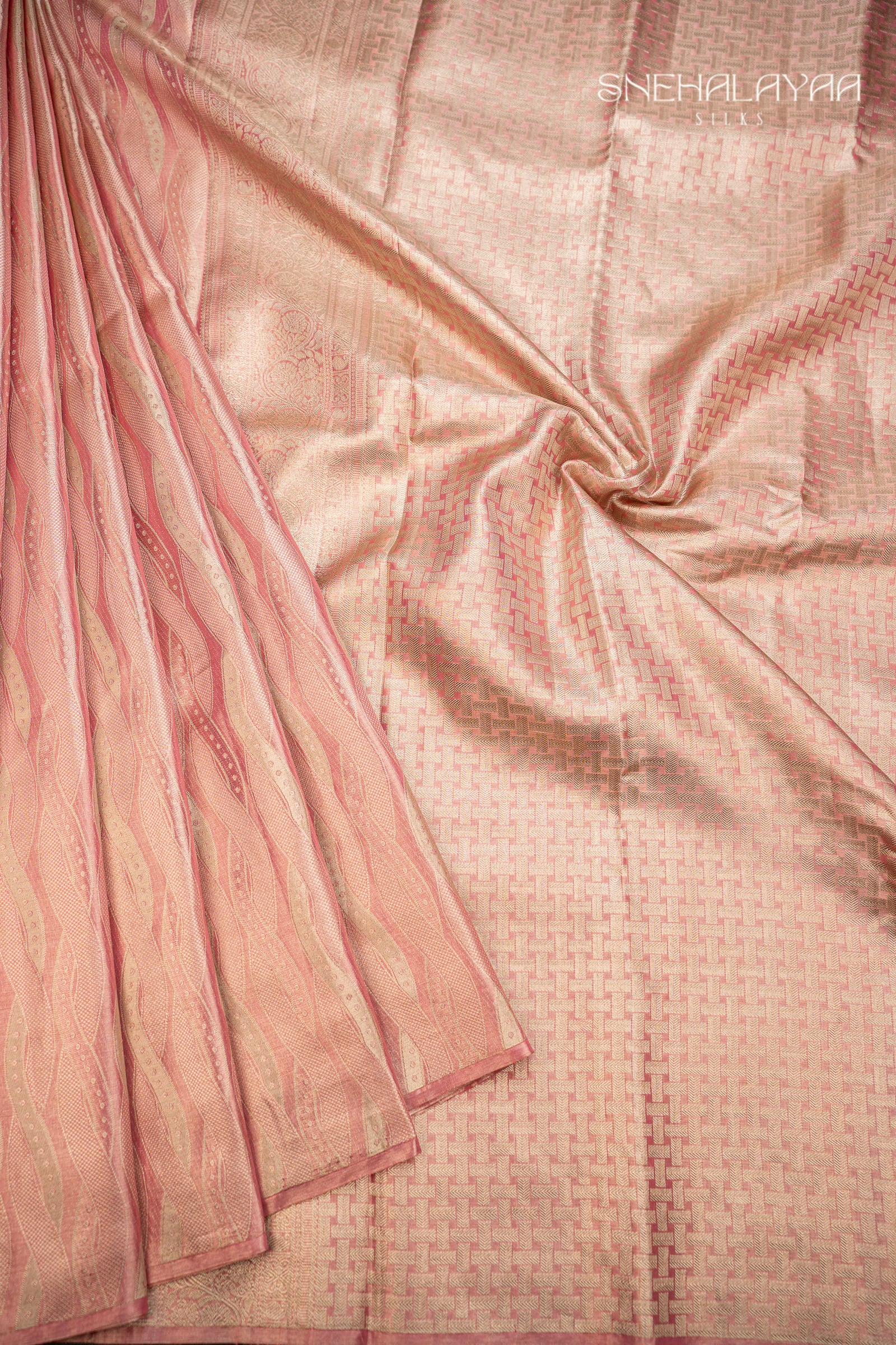 Flamingo Pink Kancheevaram Silk Saree