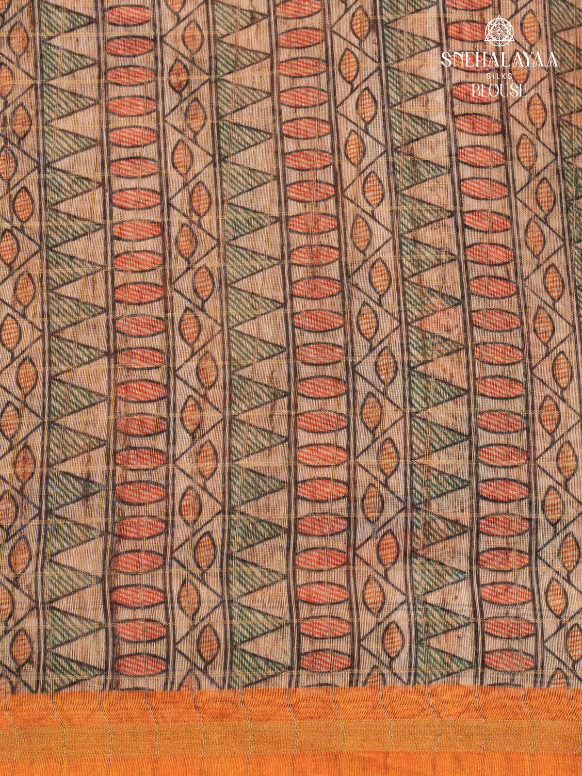 Orange Madhubani Saree