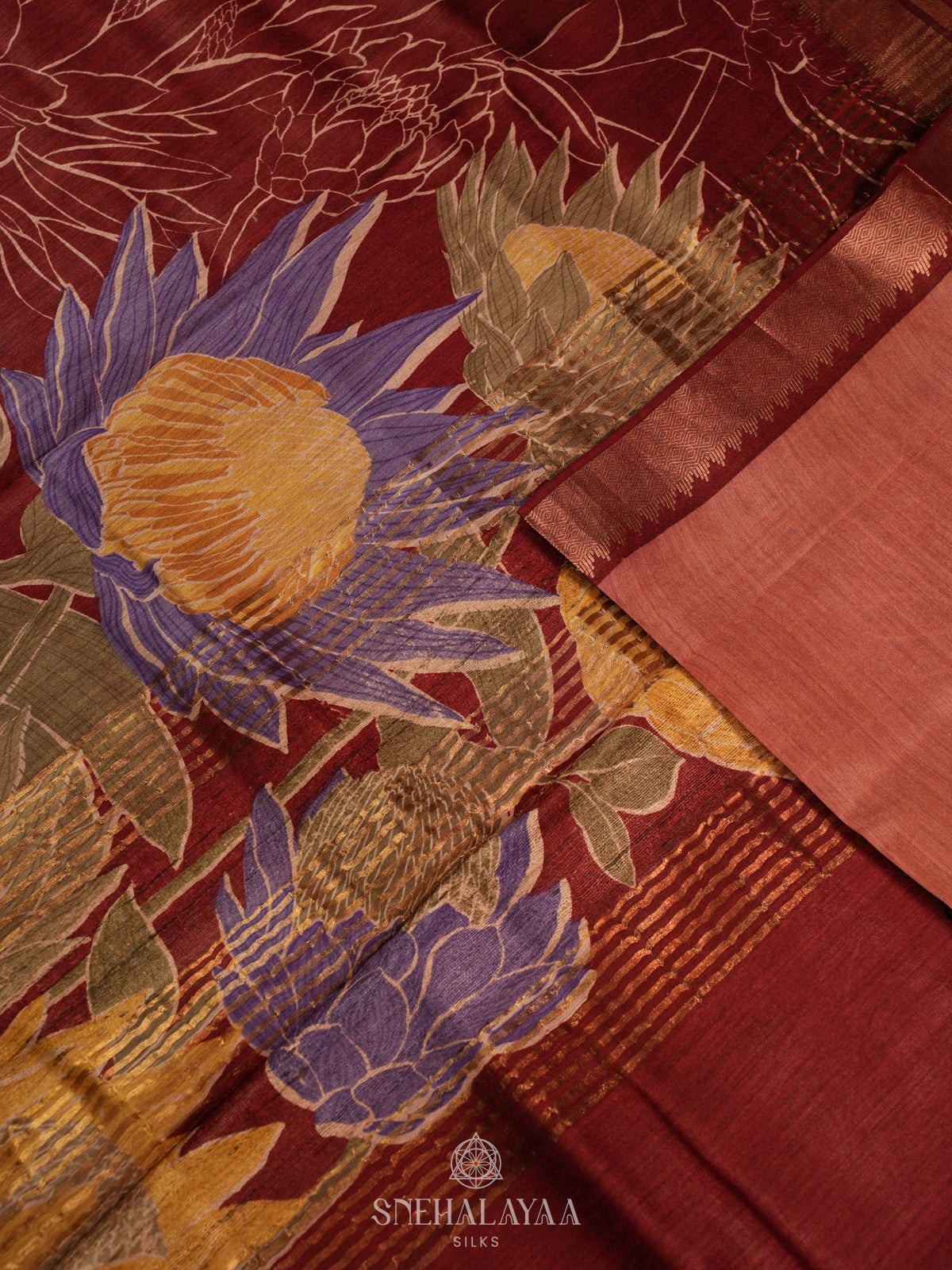 Coral Pink Chanderi Saree