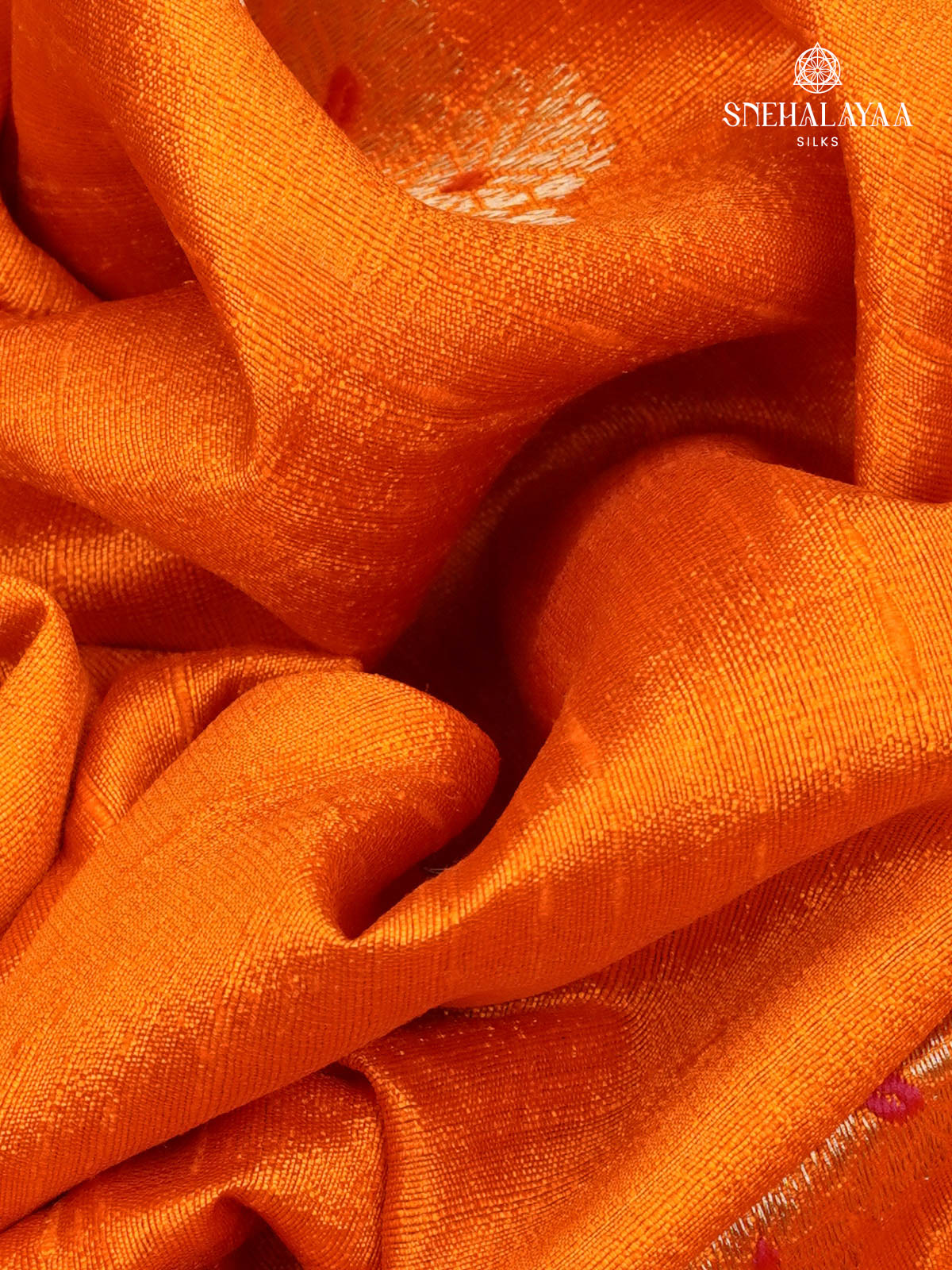 Rust Orange Banaras Raw Silk Saree