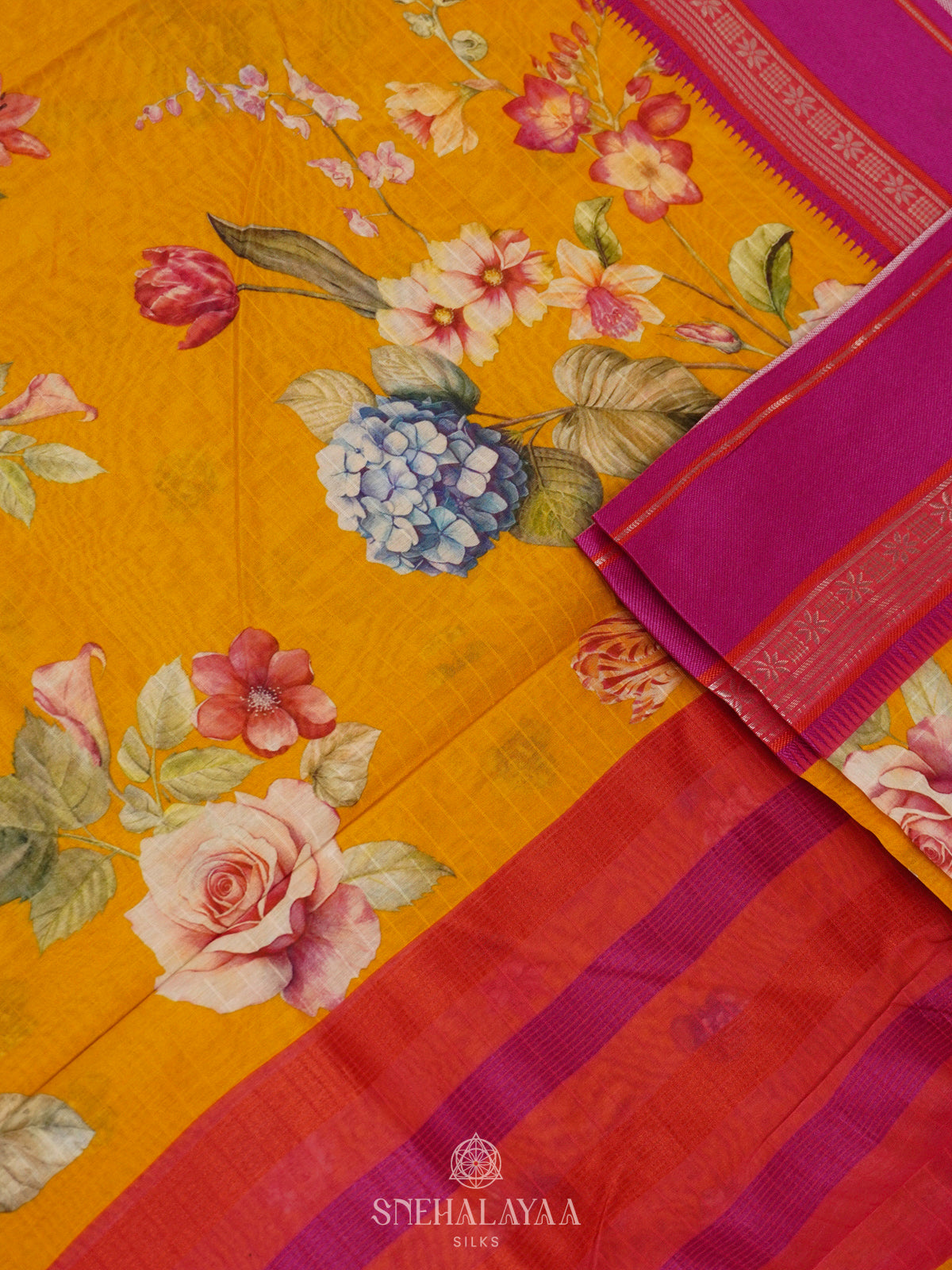 Yellow Chanderi Saree