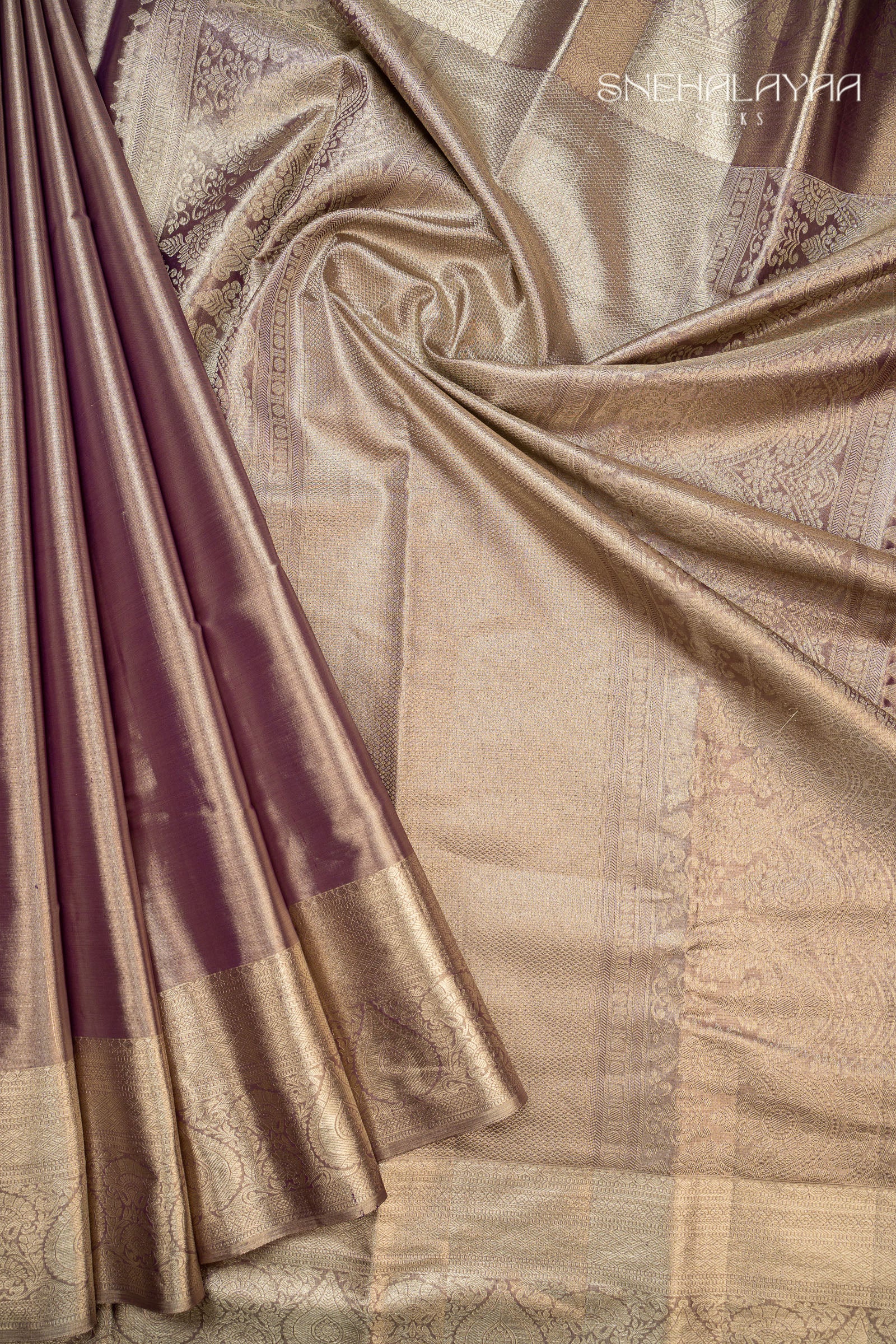Plum Purple Kancheevaram Tissue Silk Saree
