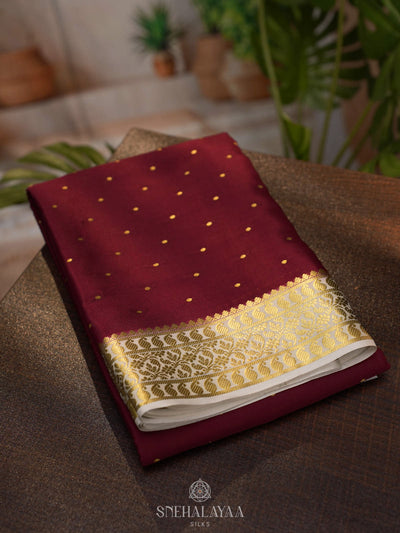 Wine Red Mysore Silk Saree