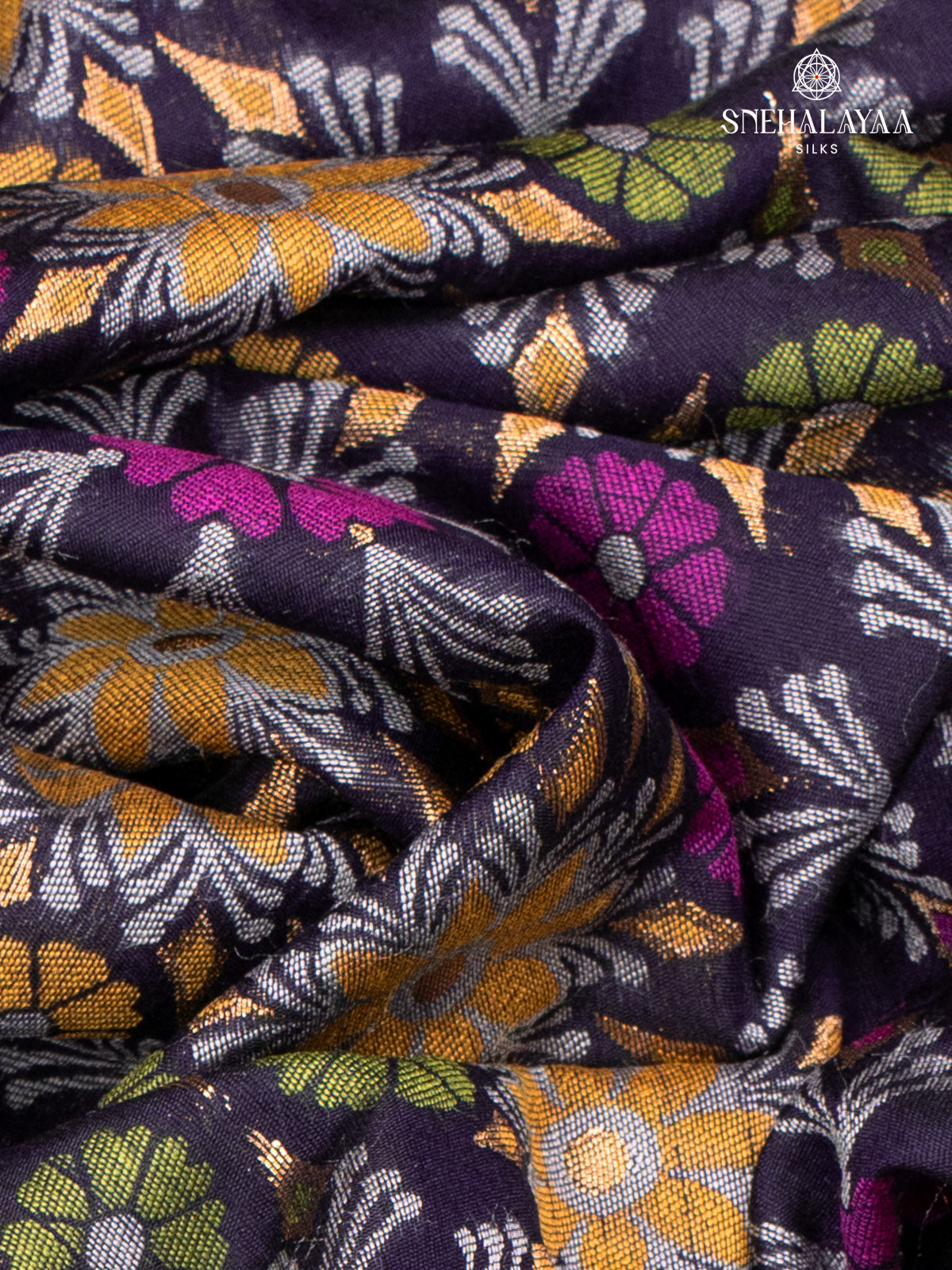 Navy Blue Ikat Silk Saree