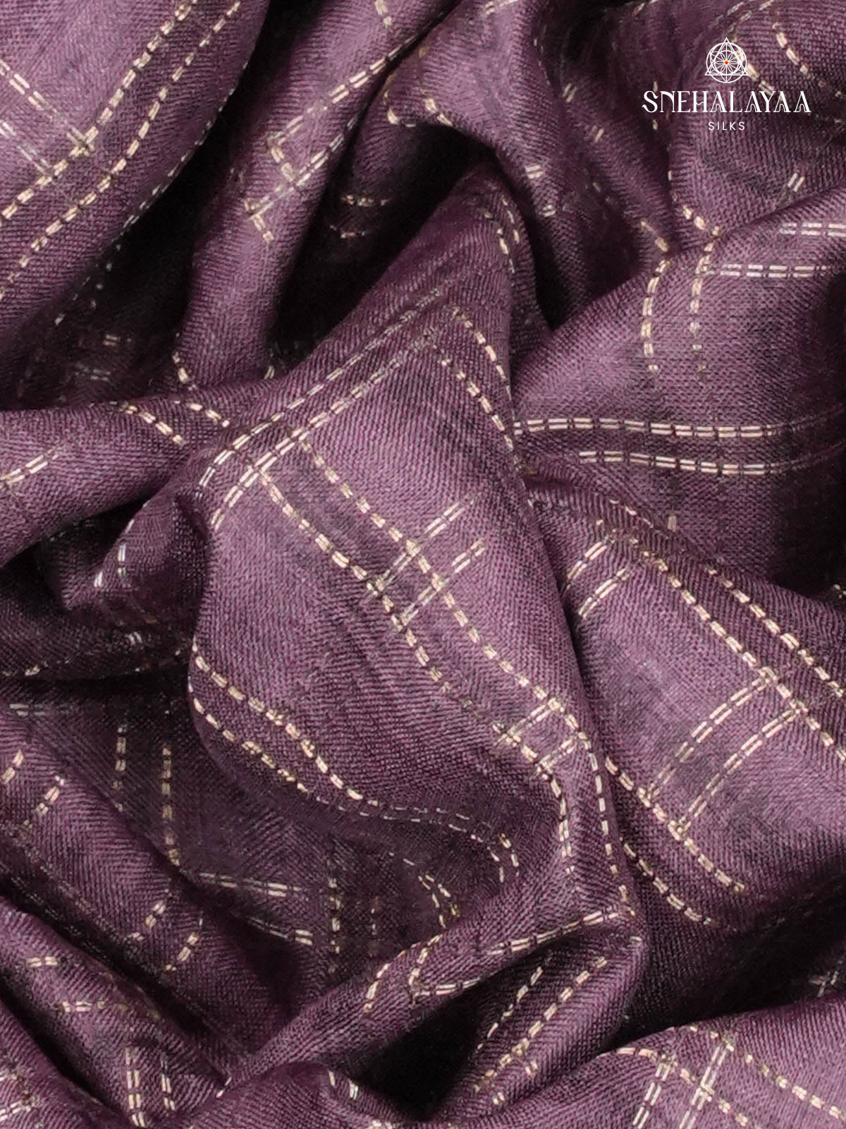 Purple Floral Printed Tussar Saree