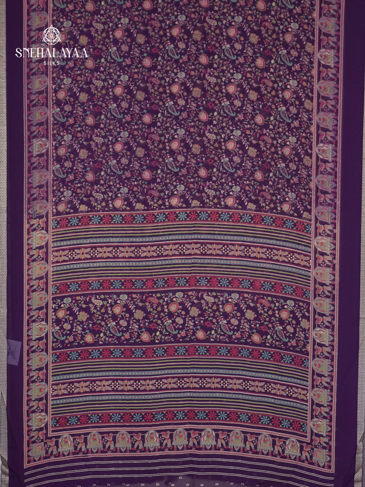 Navy Blue Chiffon Saree