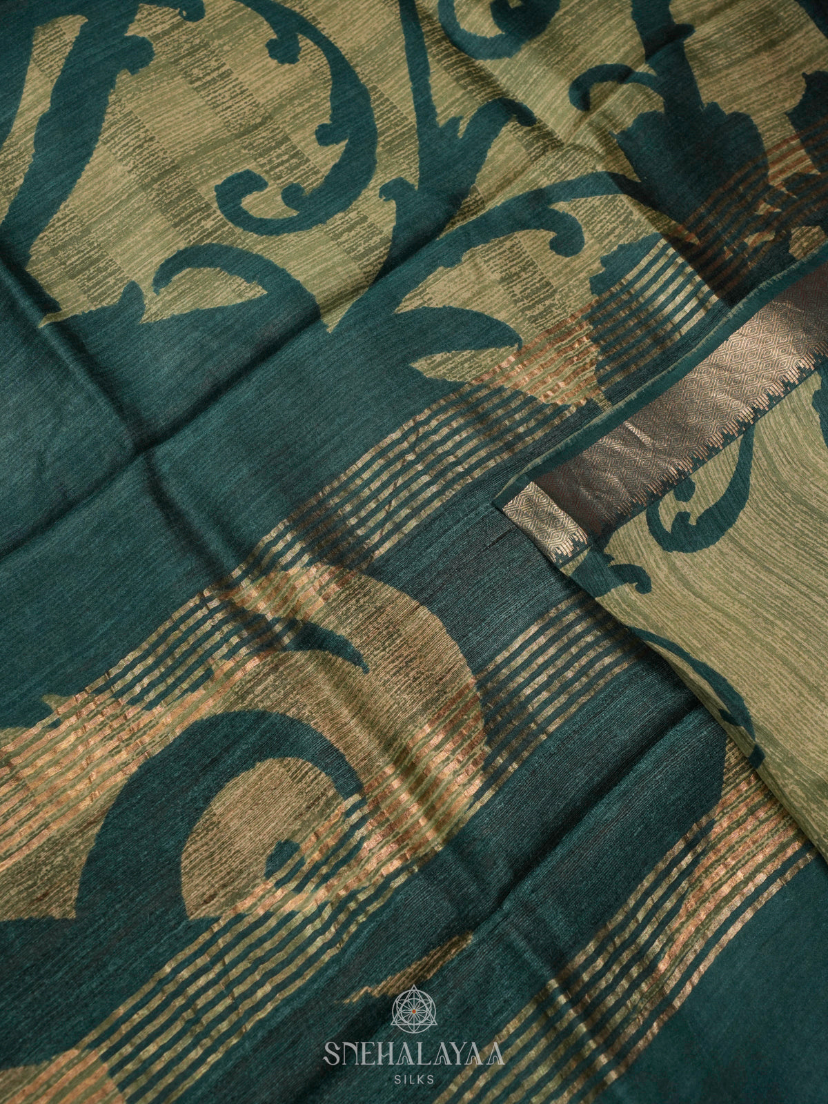 Teal green Chanderi Saree