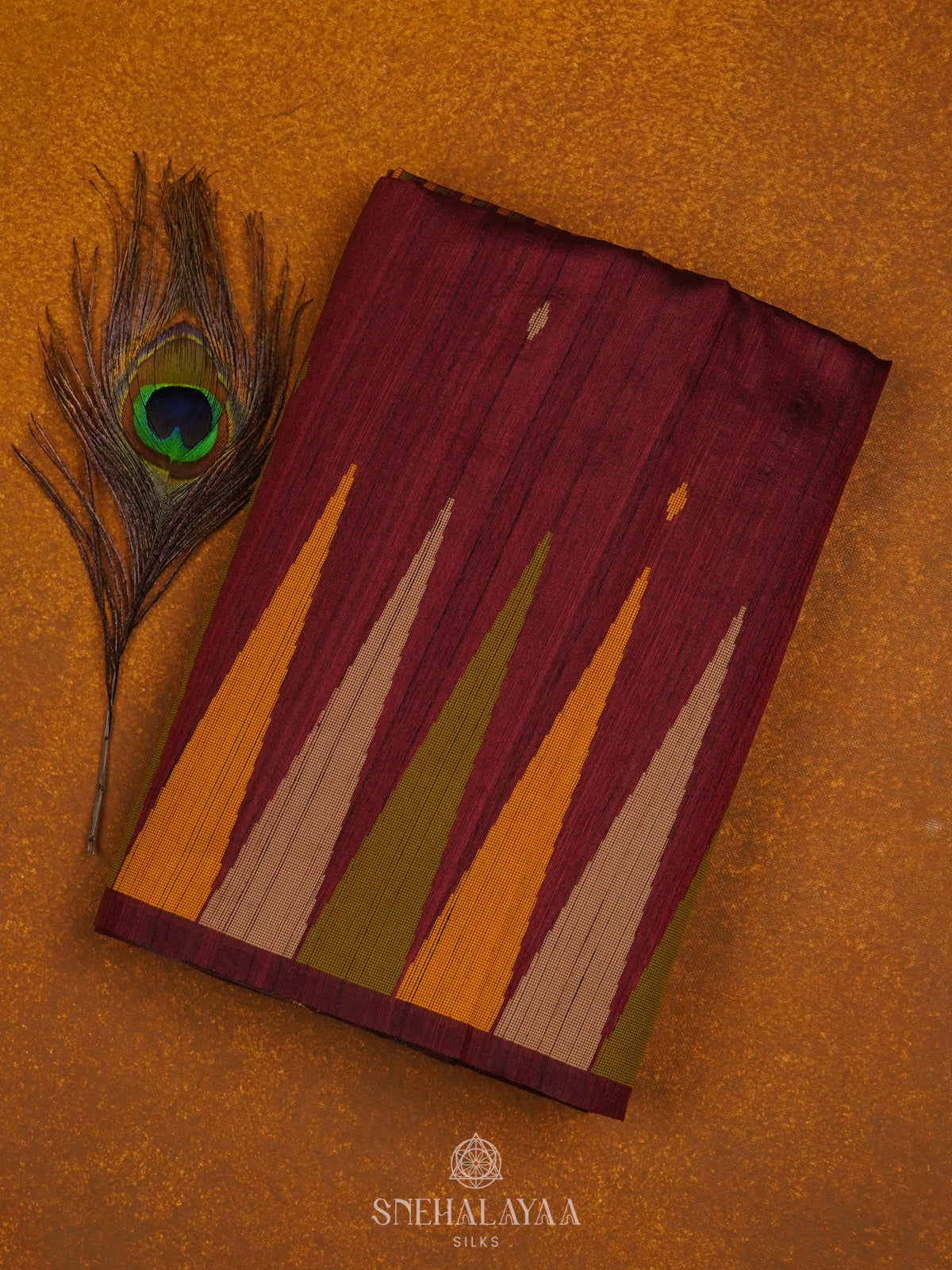 Maroon Munga Tussar Saree