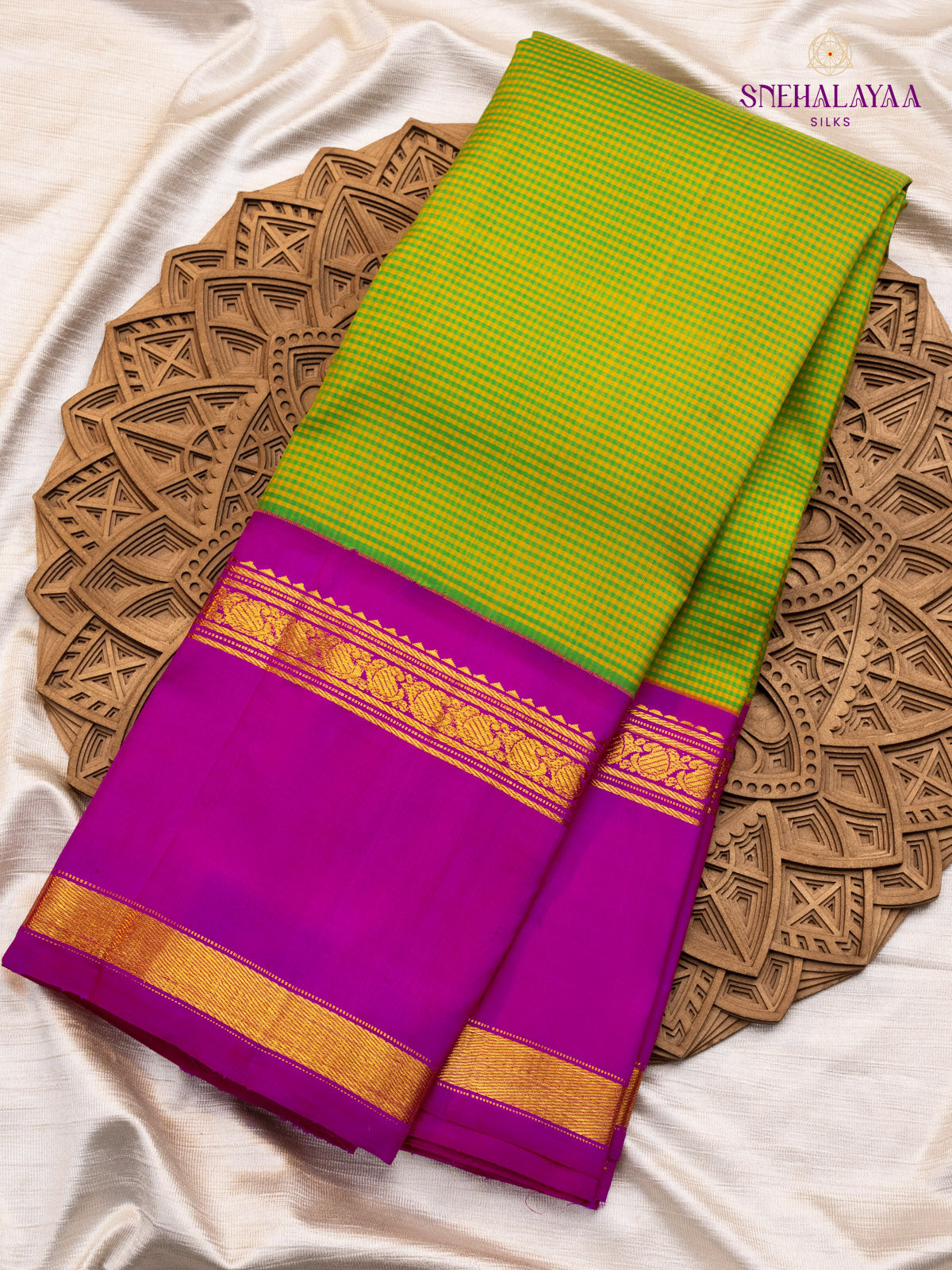 Lime Green Kancheevaram Silk
