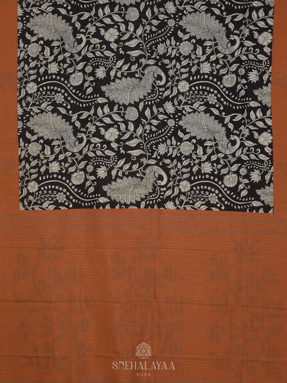 Black Tussar Saree with Red Border