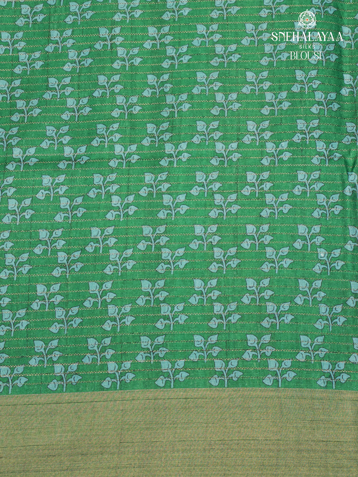 Teal Blue Printed Tussar Saree