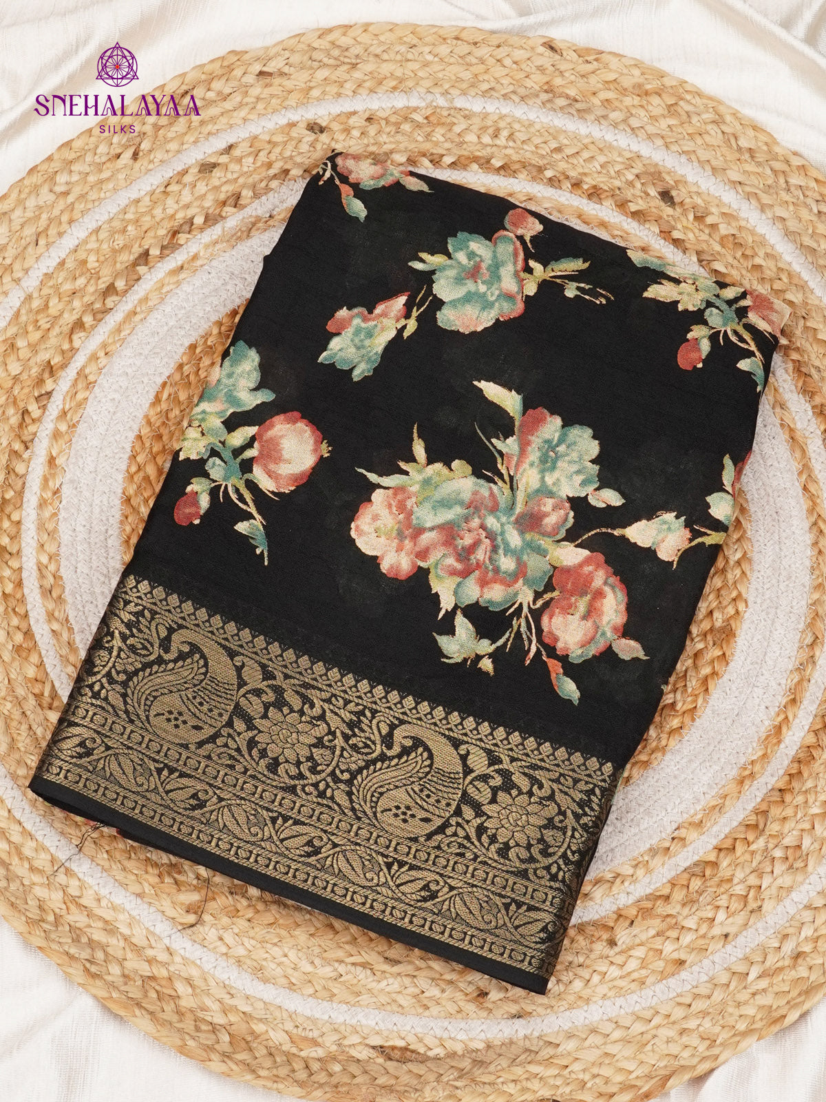 Black Dola Silk Saree