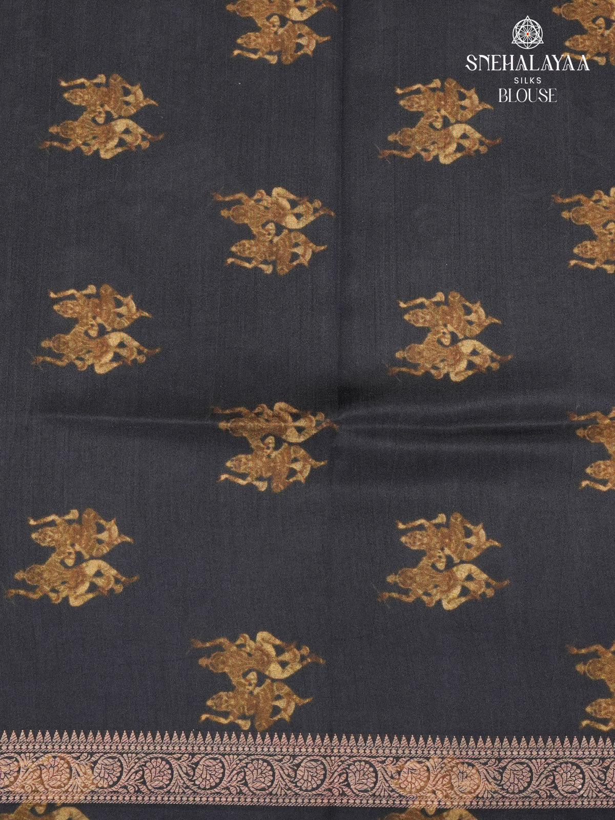 Black Chiniya Silk Saree