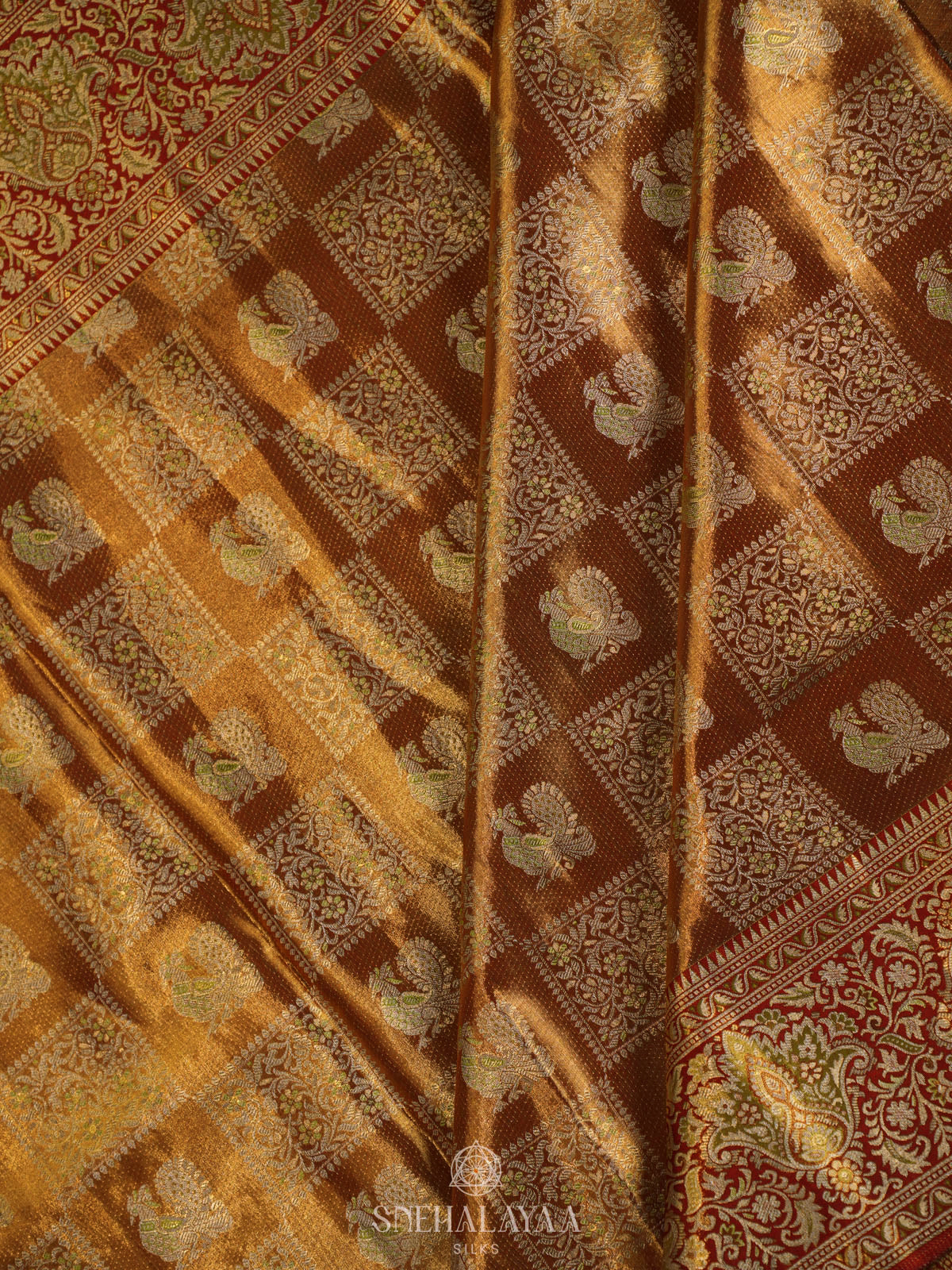 Golden Kanjivaram Silk Saree