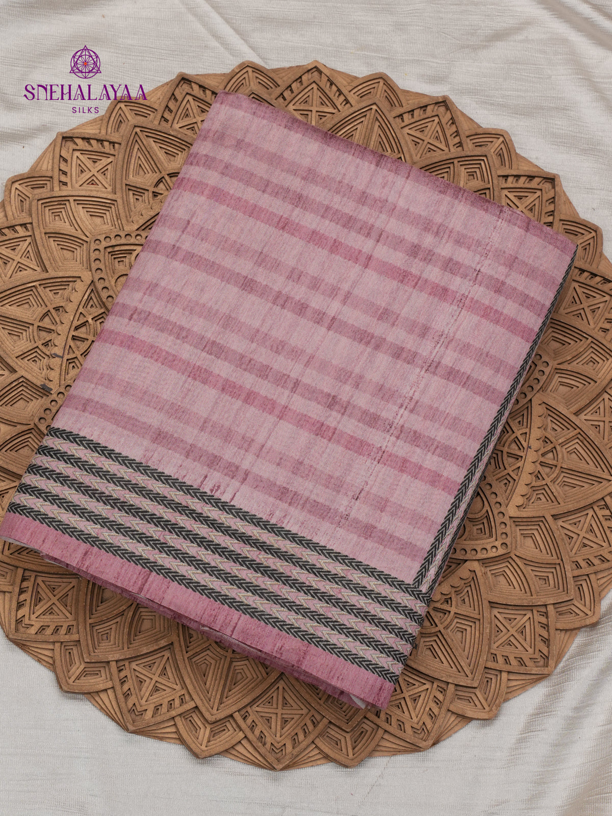 Mauve Rose Tussar Embroidery Saree