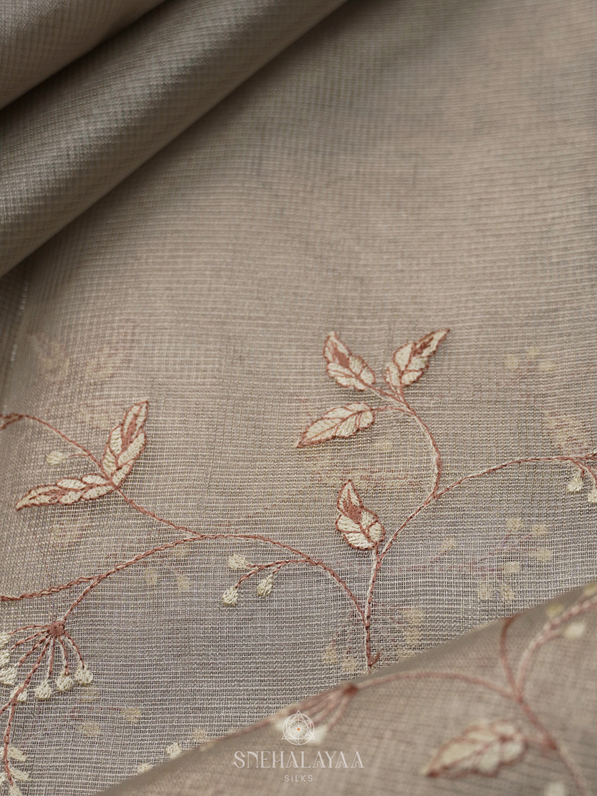 Pale Pink Kota Embroidery Saree