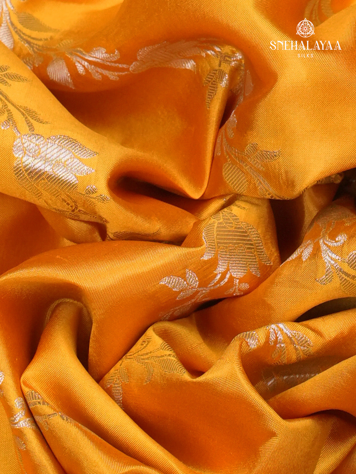 Orange Banaras Dupion Silk Saree