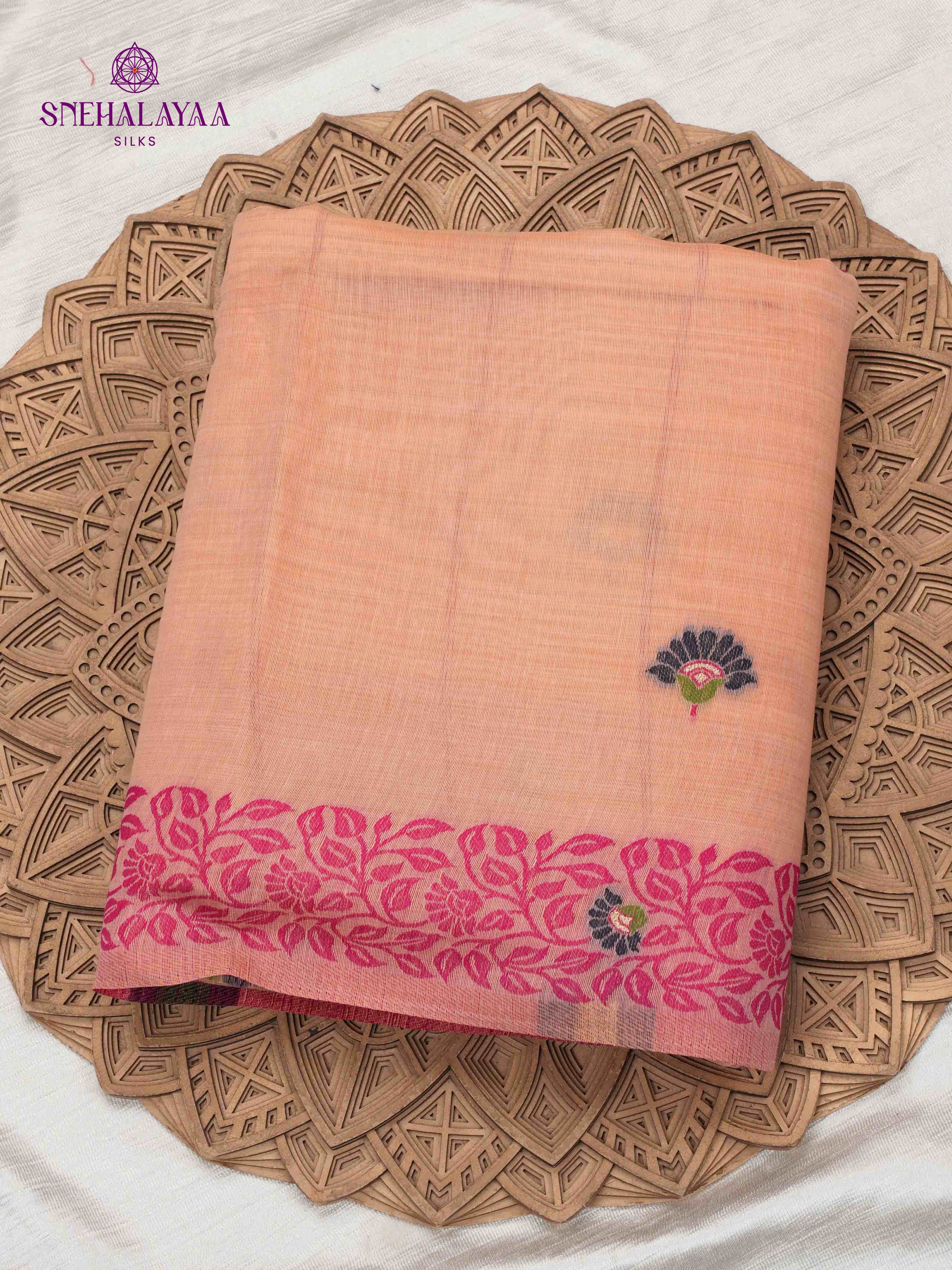 Peach Munga Cotton Saree