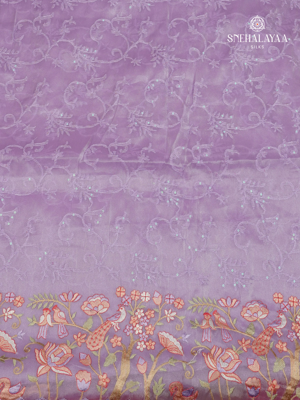 Lavender Embroidery Designer Saree