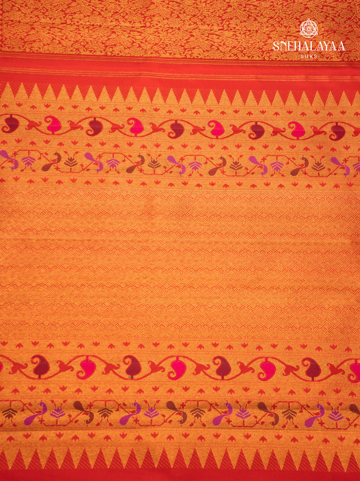 Rust Orange Kanjivaram Silk Saree